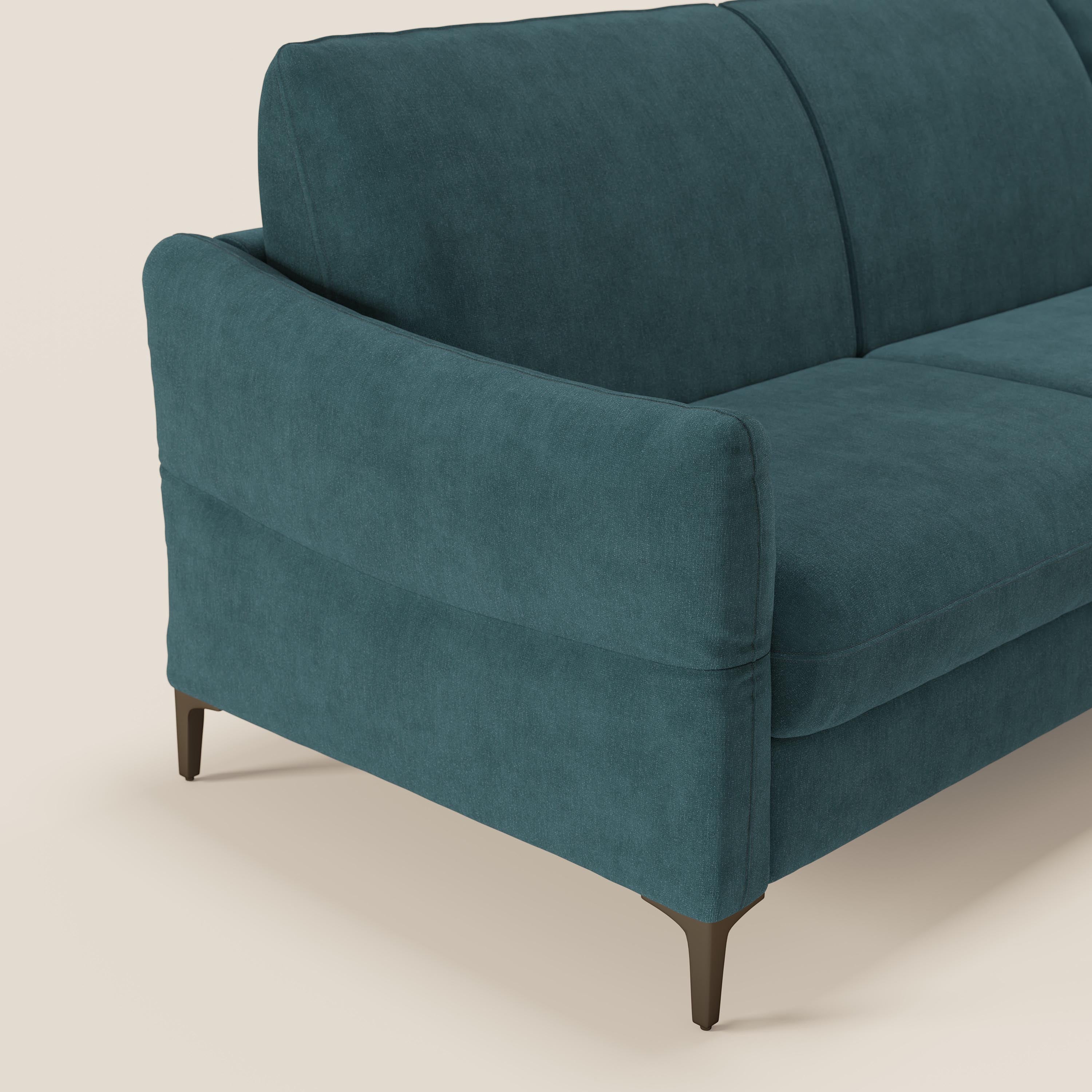 Dalia divano letto angolare con materasso alto 18 cm piedini alti e penisola contenitore in tessuto smacchiabile T17 - divani.store