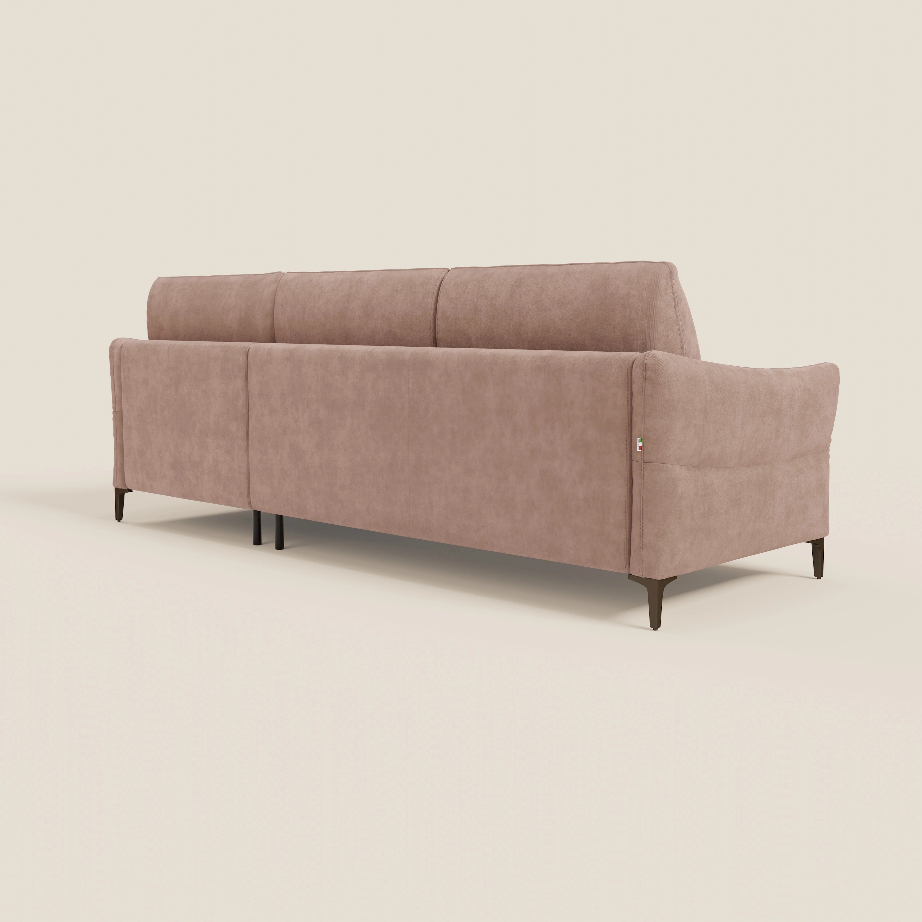 Dalia divano letto angolare con materasso alto 18 cm piedini alti e penisola contenitore in tessuto smacchiabile T17 - divani.store