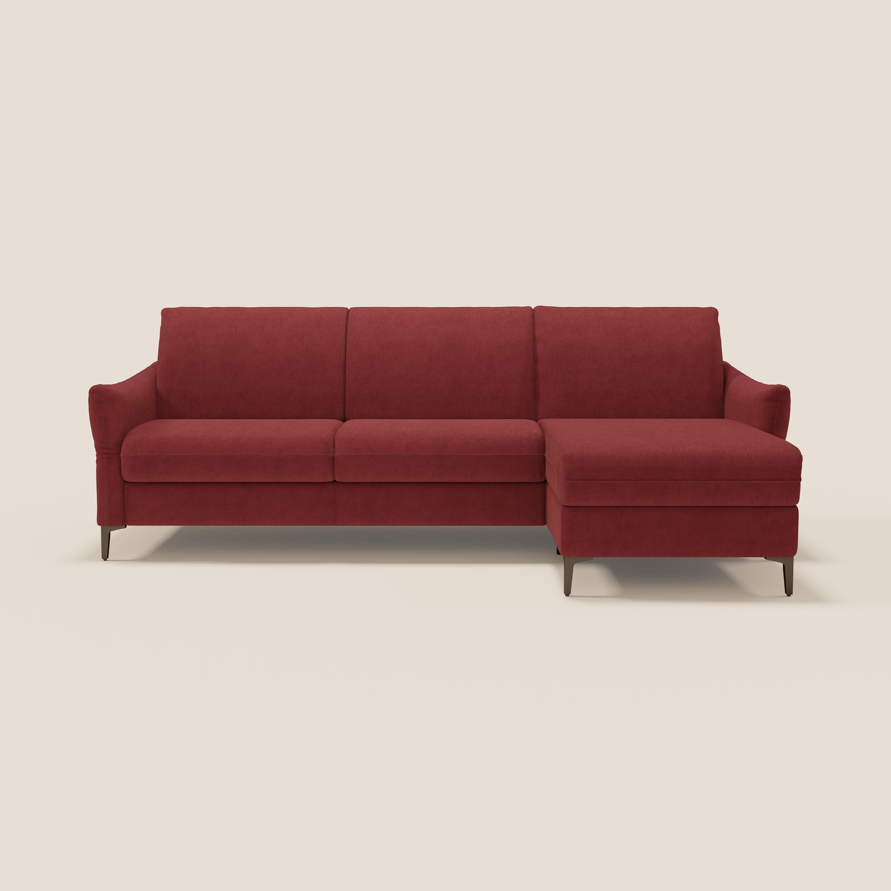 Dalia divano letto angolare con materasso alto 18 cm piedini alti e penisola contenitore in tessuto smacchiabile T17 - divani.store