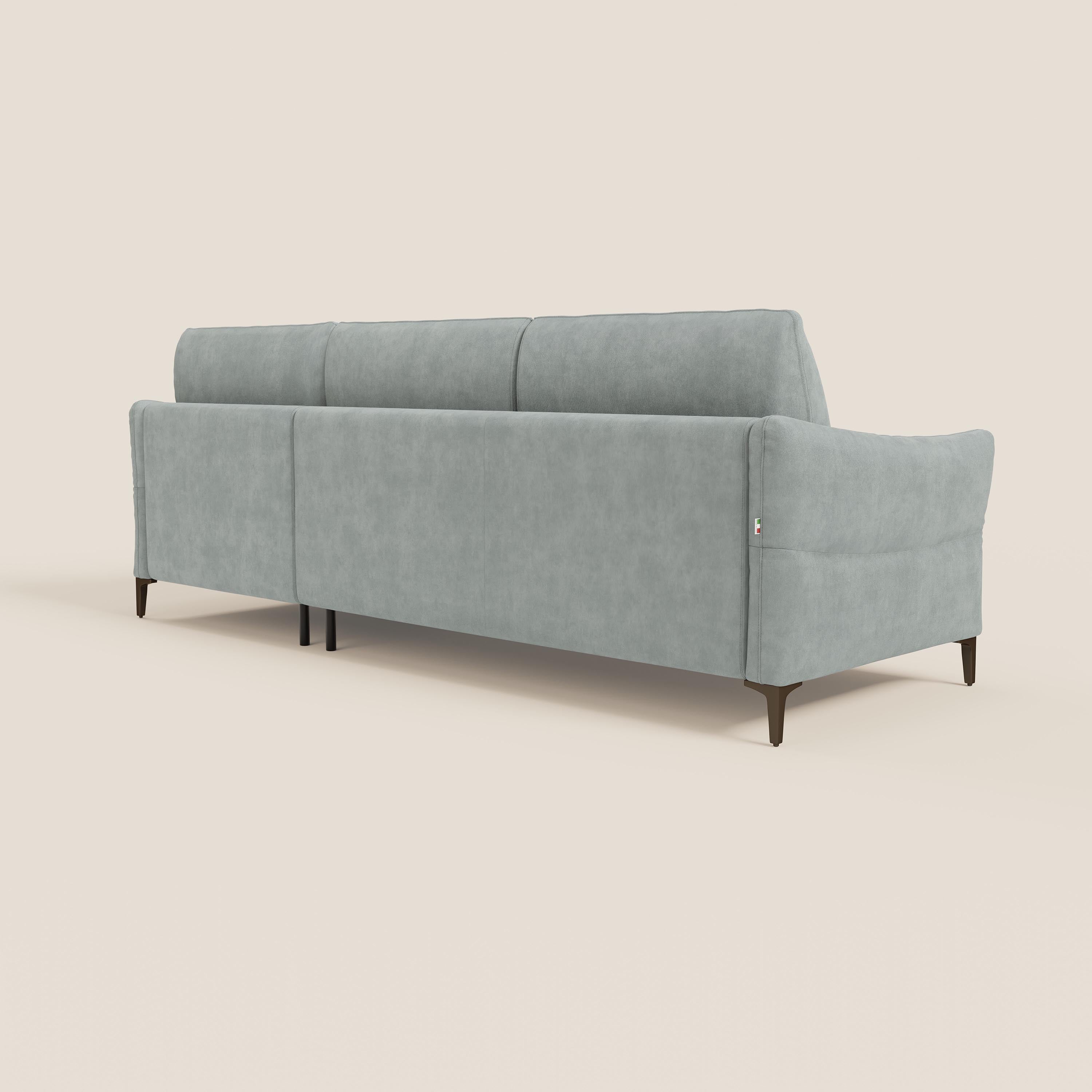 Dalia divano letto angolare con materasso alto 18 cm piedini alti e penisola contenitore in tessuto smacchiabile T17 - divani.store