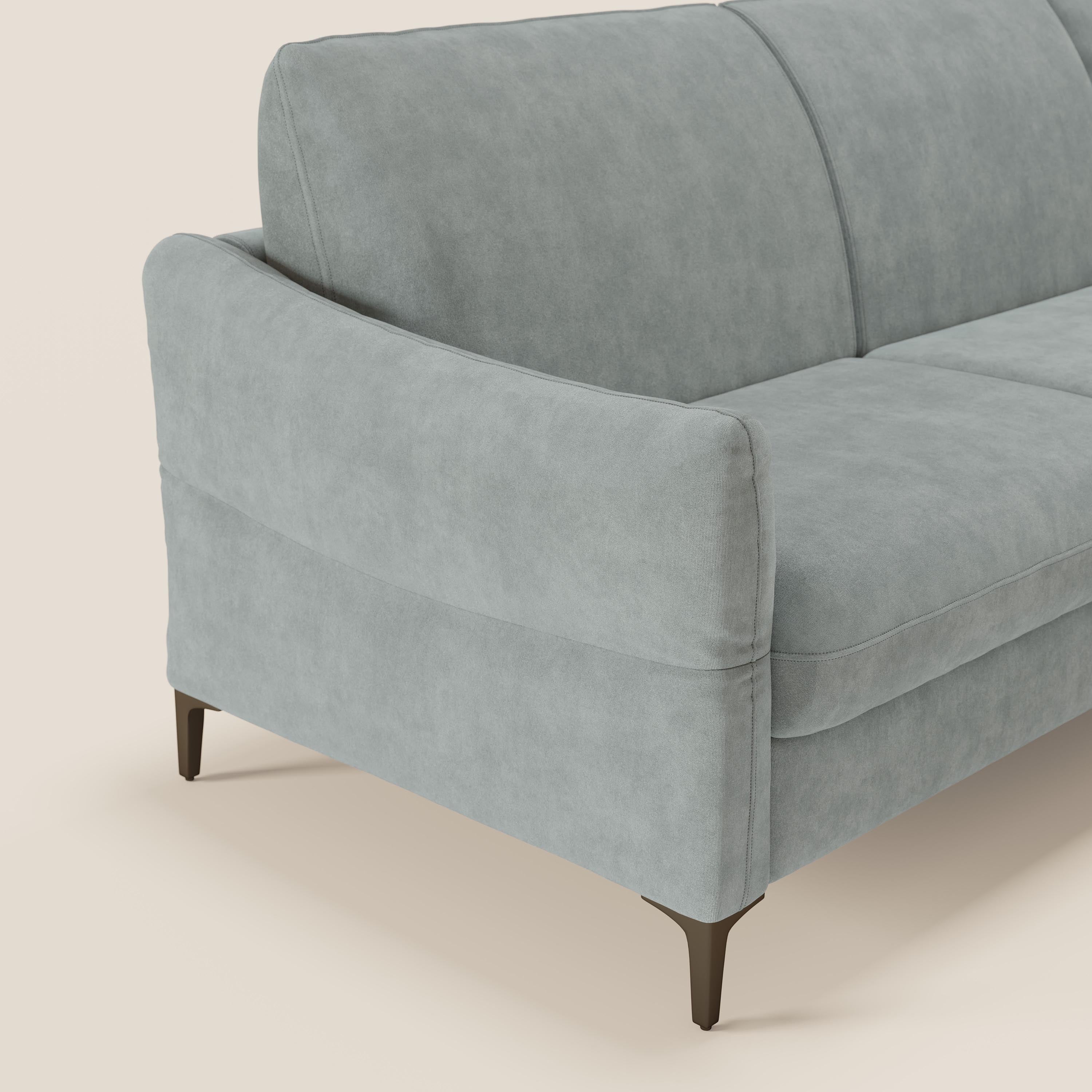 Dalia divano letto angolare con materasso alto 18 cm piedini alti e penisola contenitore in tessuto smacchiabile T17 - divani.store