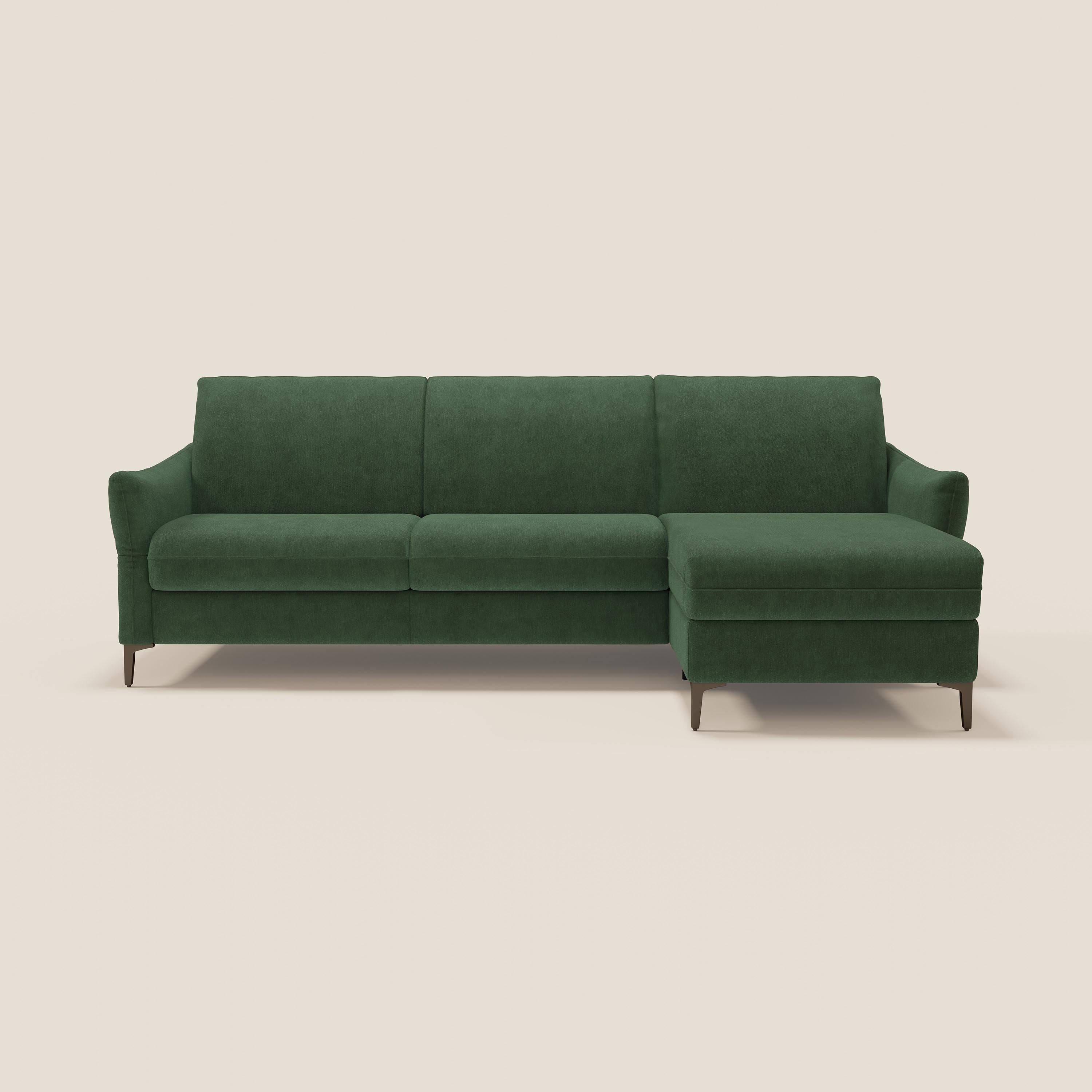 Dalia divano letto angolare con materasso alto 18 cm piedini alti e penisola contenitore in tessuto smacchiabile T17 - divani.store