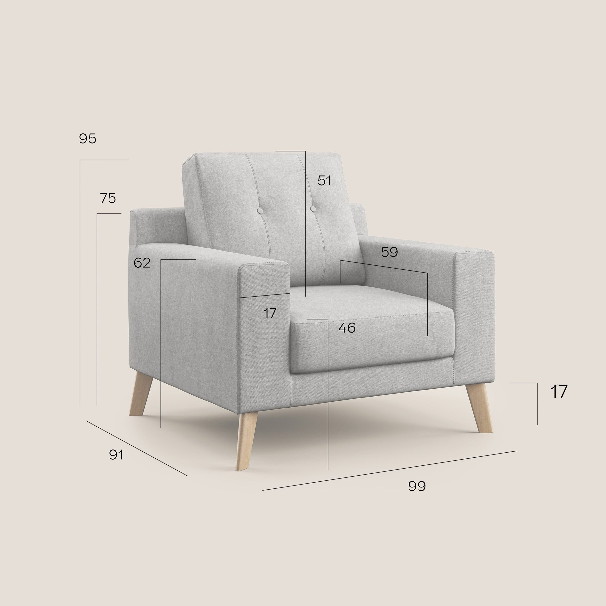 Danish Fauteuil en tissu doux imperméable T02 vert