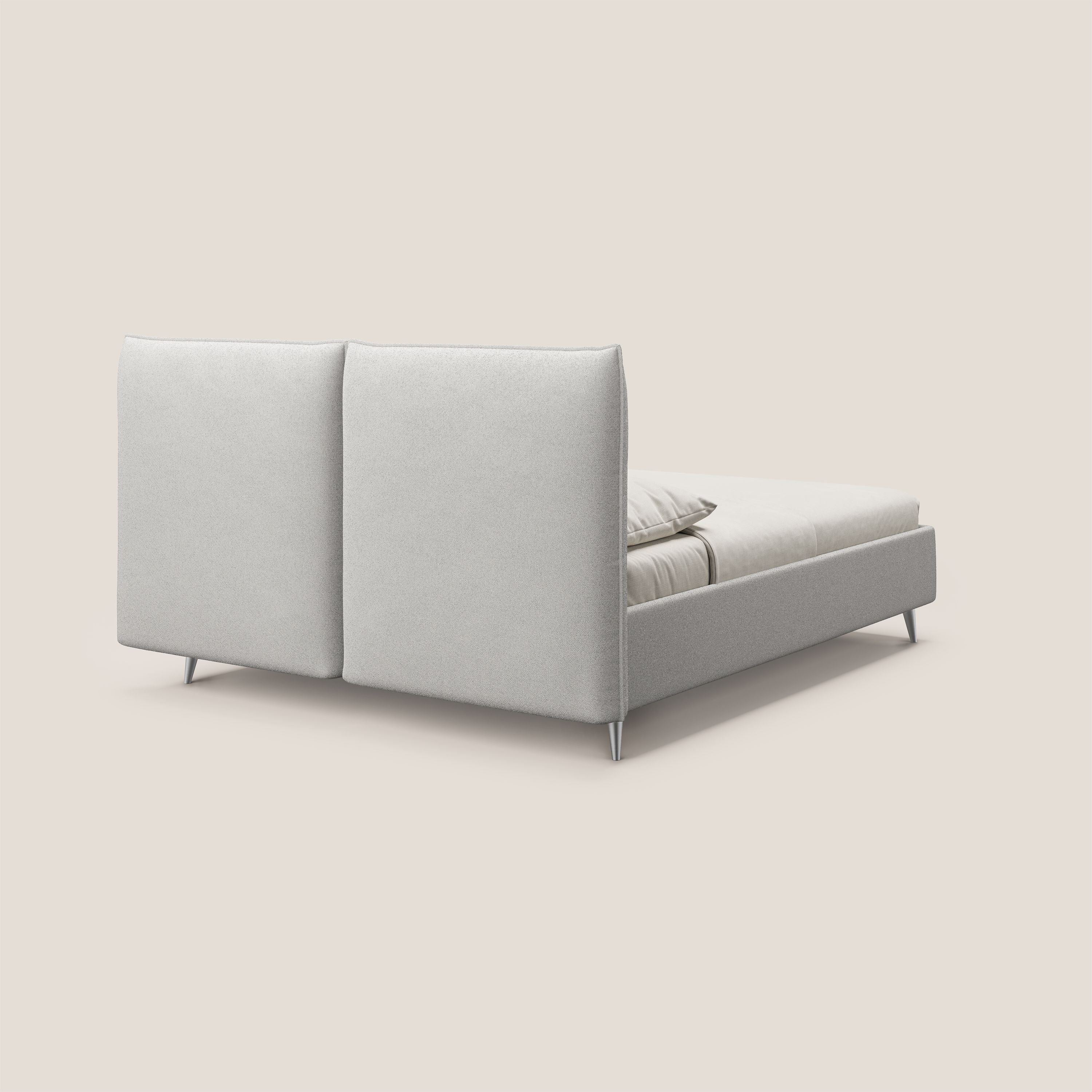 Adone letto imbottito contenitore a doppia pannellatura in bouclet impermeabile T07 grigio - divani.store