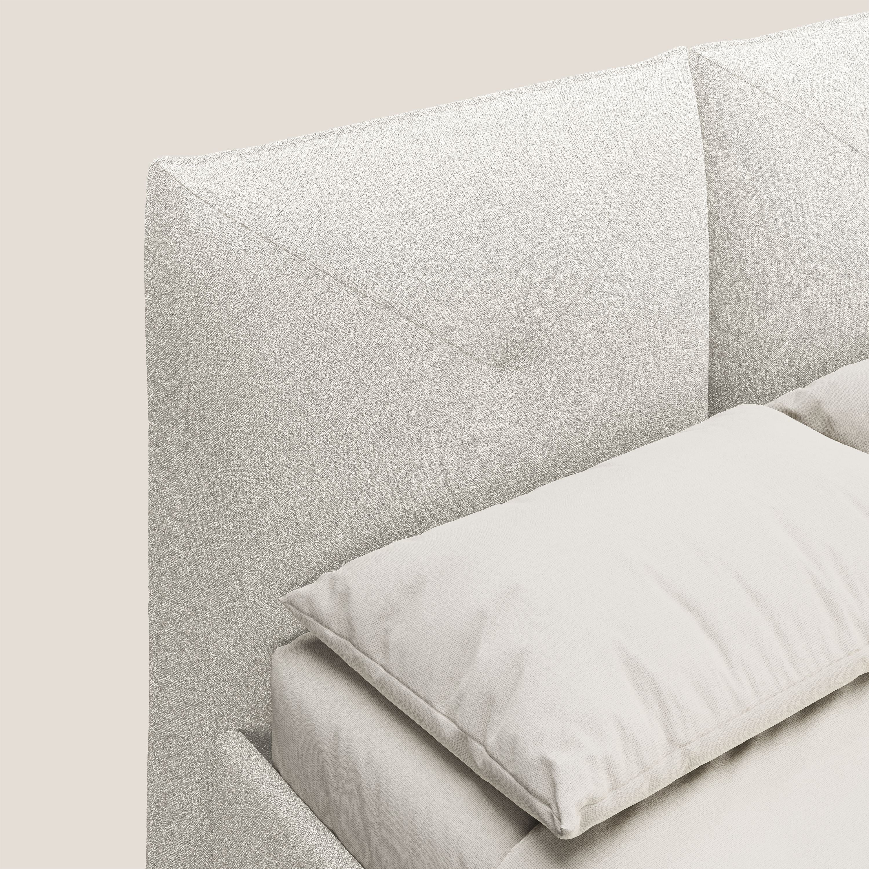 Adone letto imbottito contenitore a doppia pannellatura in bouclet impermeabile T07 bianco - divani.store
