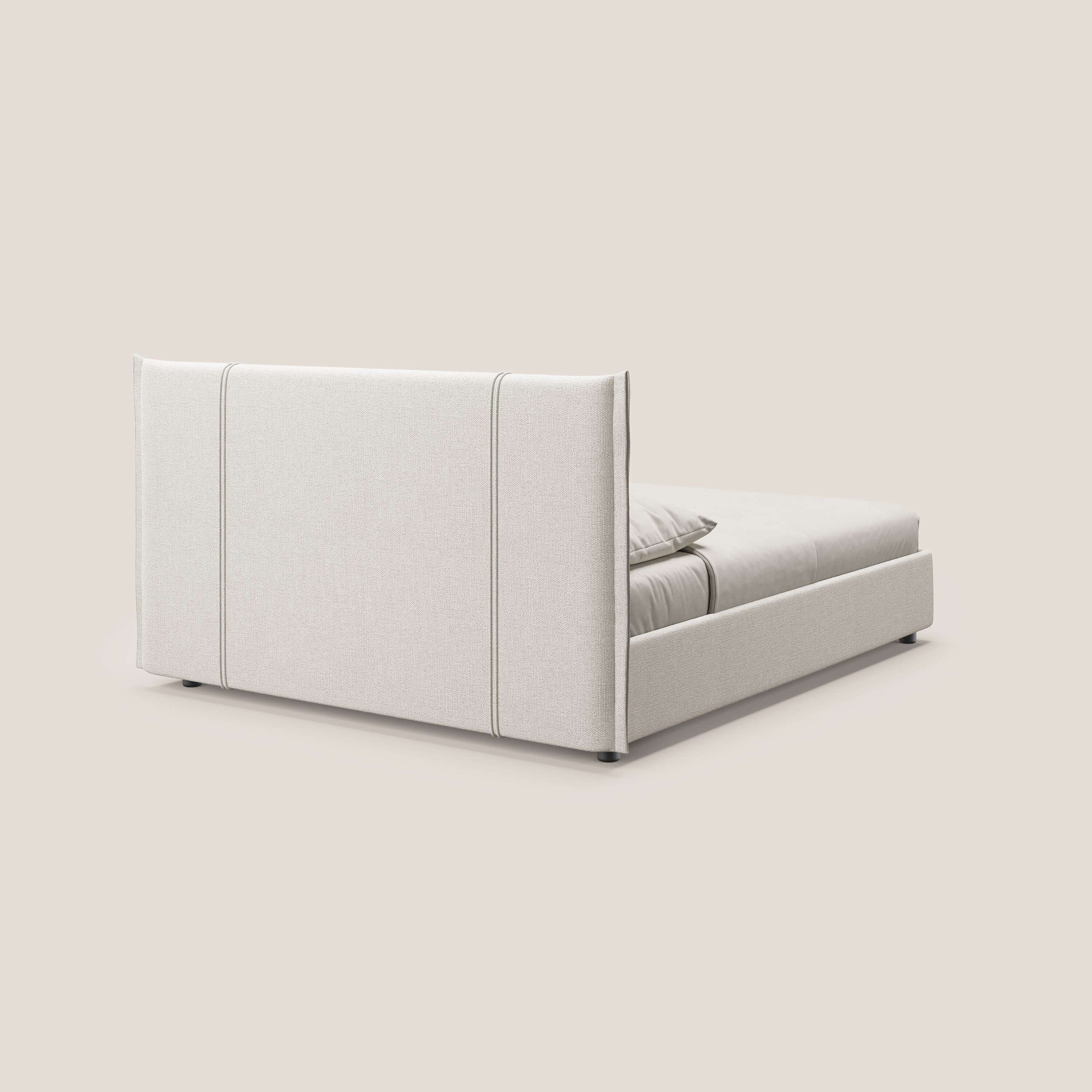 Alicia letto imbottito con vano contenitore in tessuto impermeabile T14 panna - divani.store