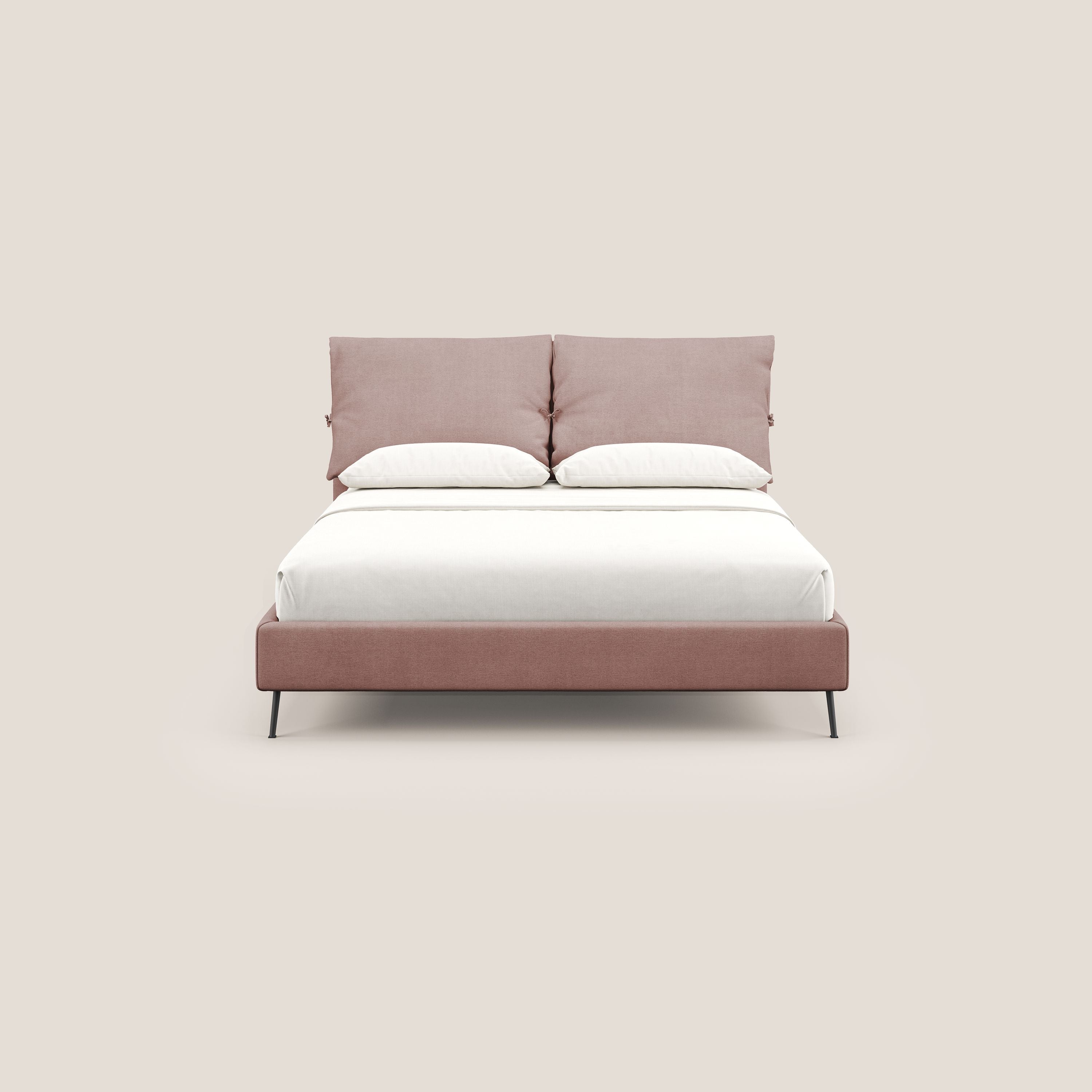Artemisia letto imbottito con piedini alti sfoderabile in tessuto smacchiabile T17 rosa - divani.store