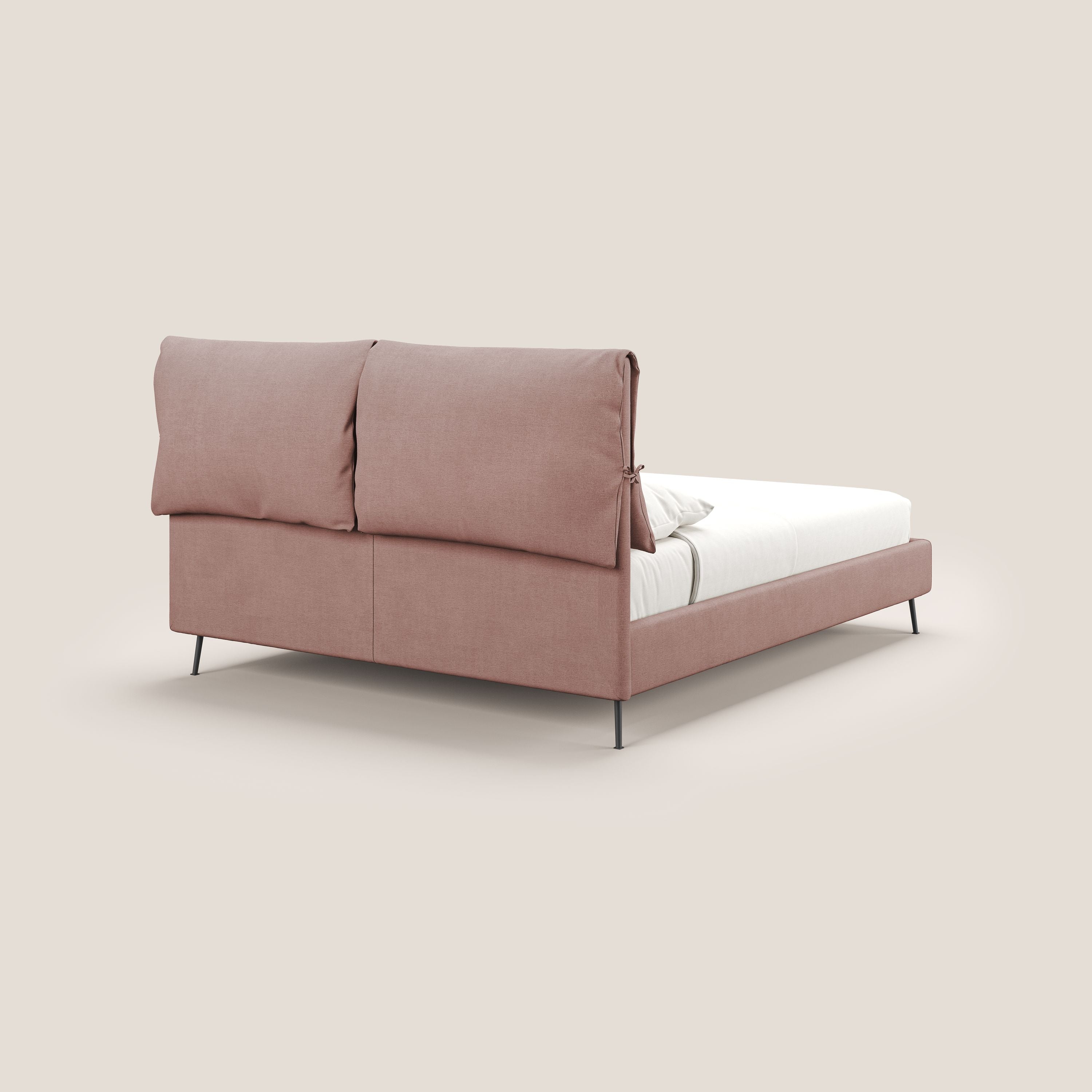 Artemisia letto imbottito con piedini alti sfoderabile in tessuto smacchiabile T17 rosa - divani.store