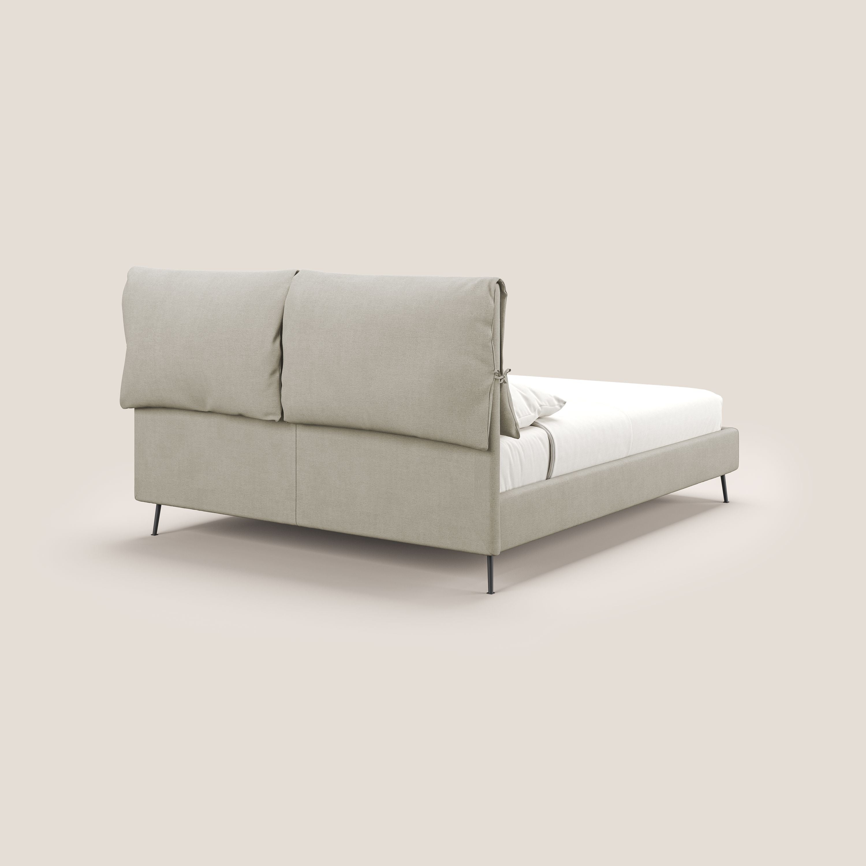 Artemisia letto imbottito con piedini alti sfoderabile in tessuto smacchiabile T17 panna - divani.store