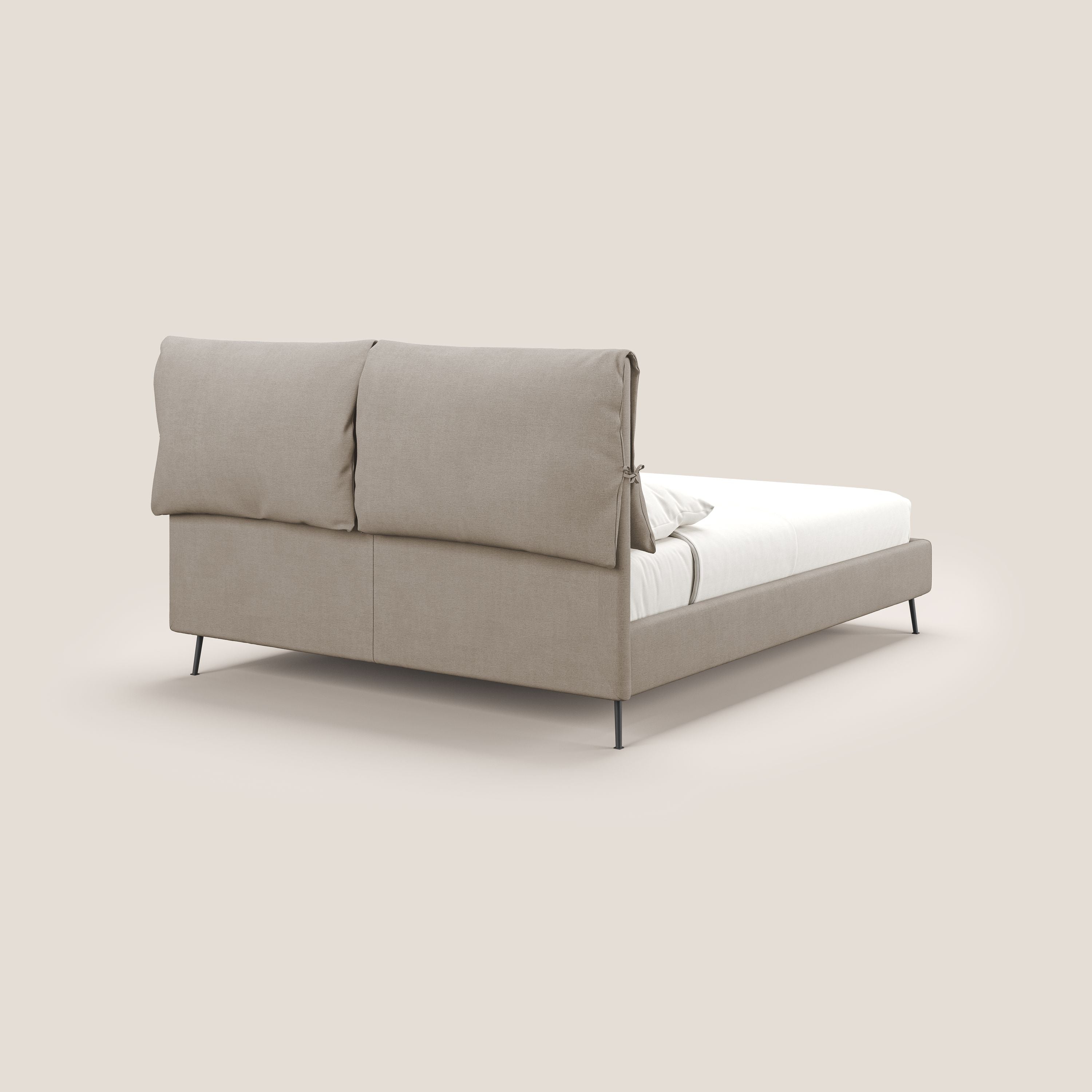 Artemisia letto imbottito con piedini alti sfoderabile in tessuto smacchiabile T17 beige - divani.store