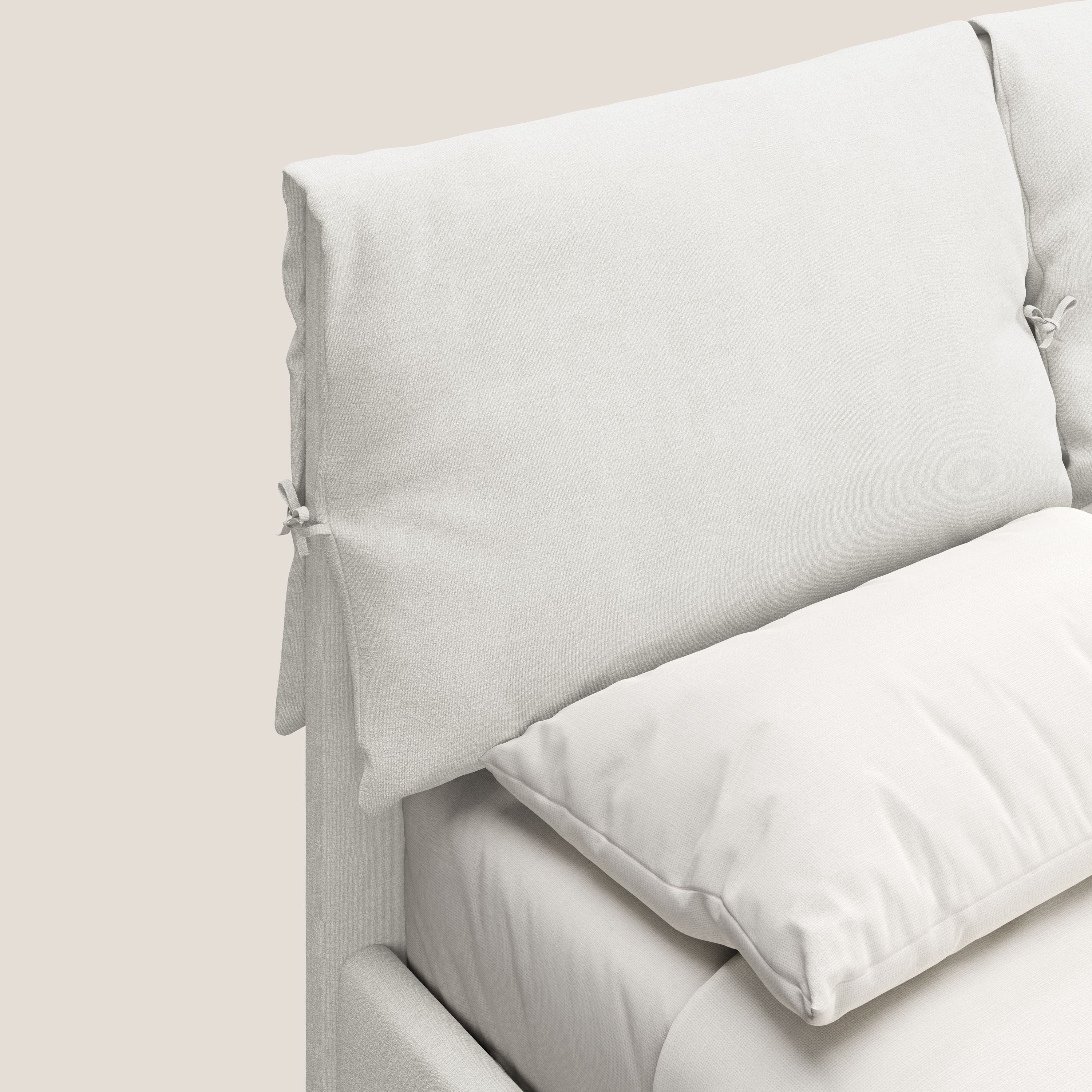 Artemisia letto imbottito con piedini alti sfoderabile in tessuto smacchiabile T17 bianco - divani.store