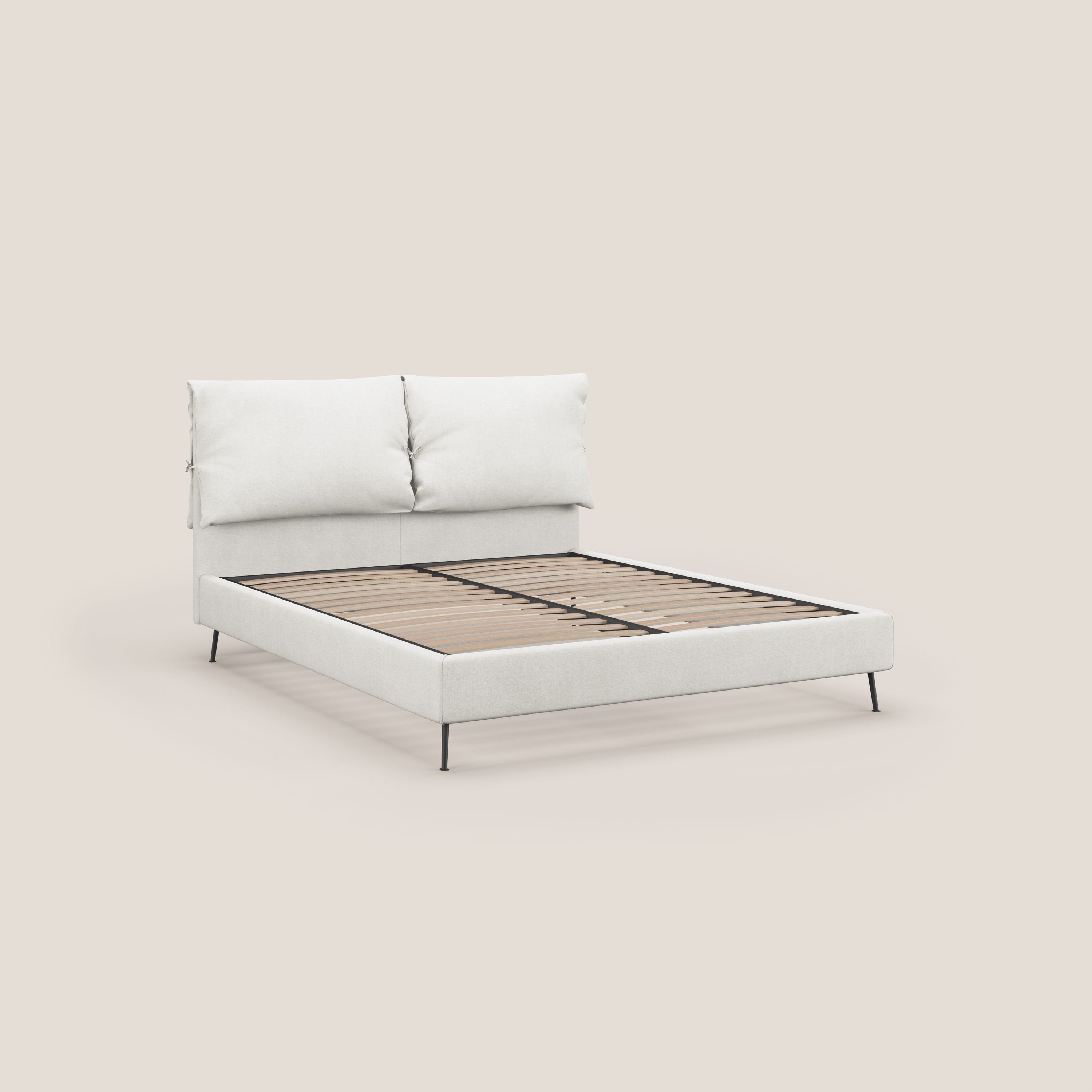 Artemisia letto imbottito con piedini alti sfoderabile in tessuto smacchiabile T17 bianco - divani.store