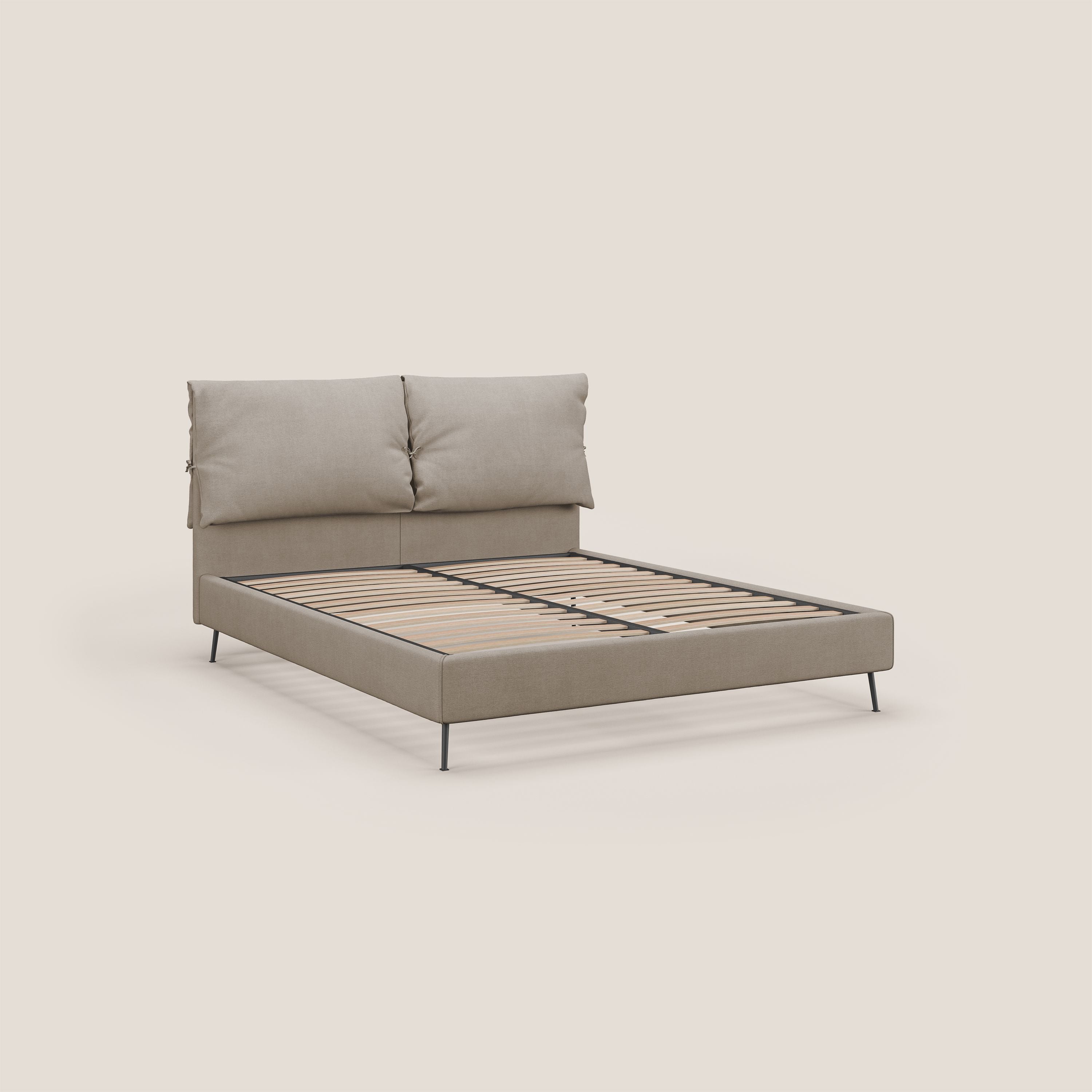 Artemisia letto imbottito con piedini alti sfoderabile in tessuto smacchiabile T17 beige - divani.store