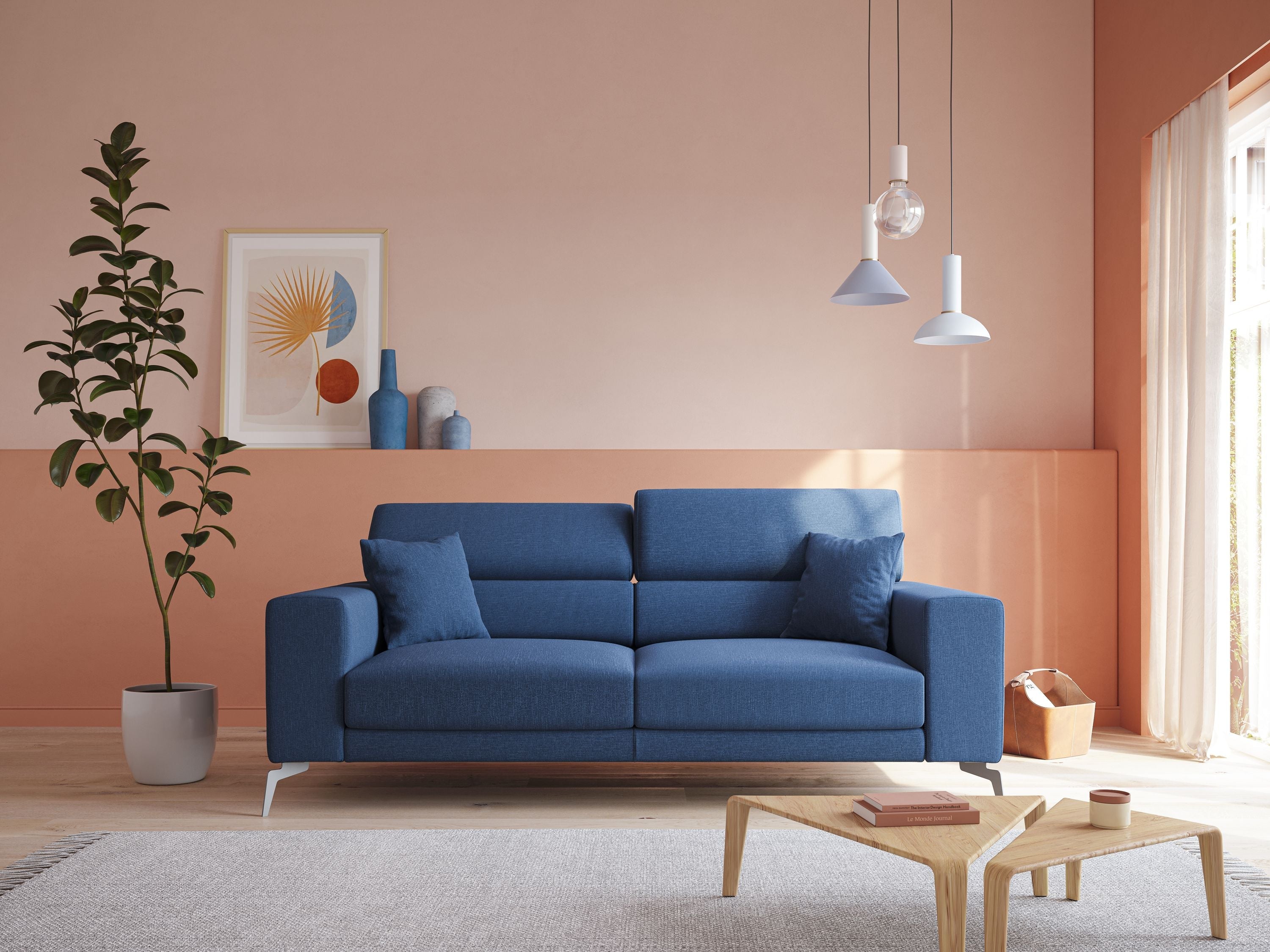 Blade Divano con poggiatesta reclinabili in tessuto impermeabile misto cotone T13 giallo - divani.store