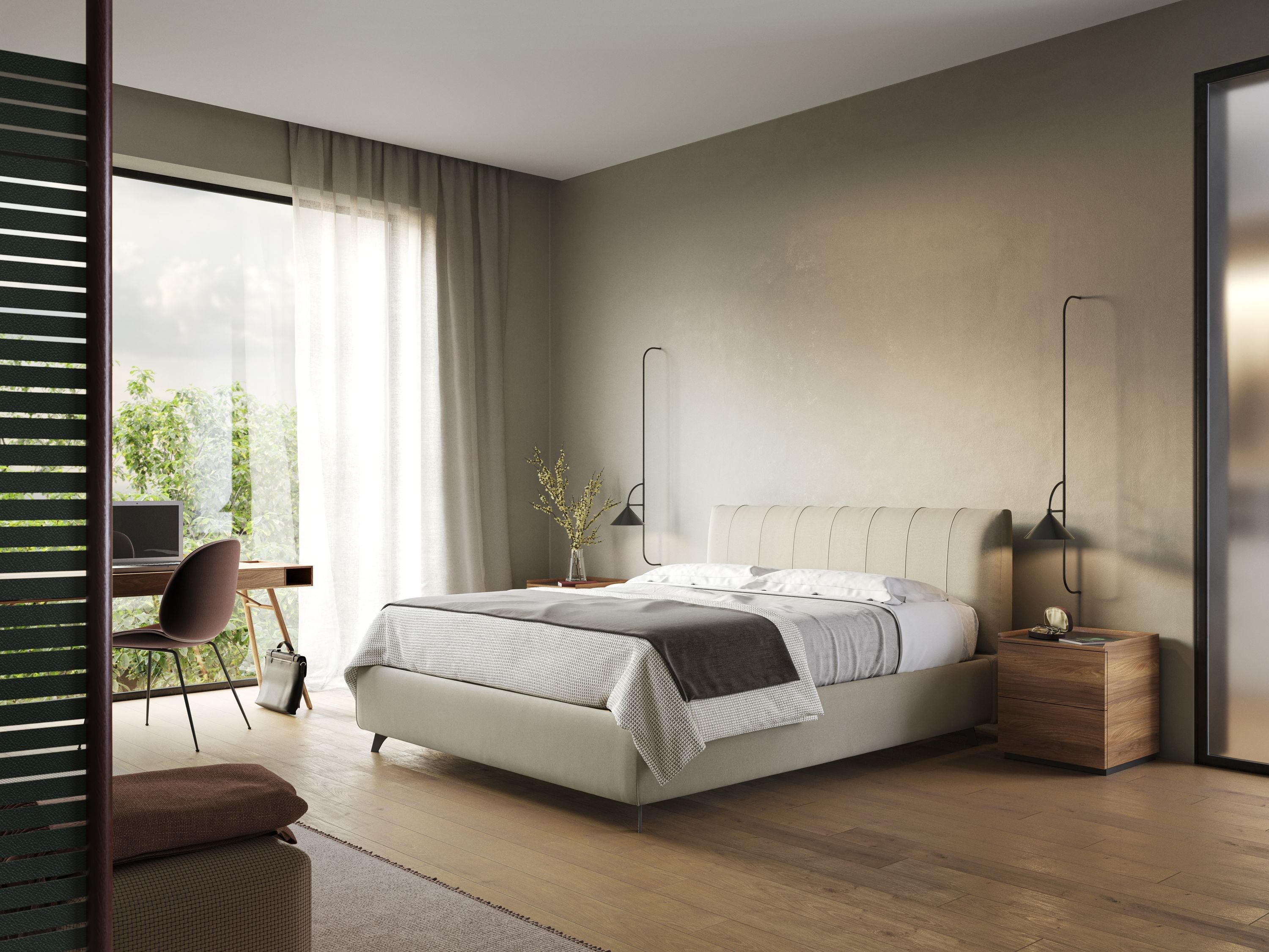 Bogart letto imbottito contenitore completamente sfoderabile in microfibra smacchiabile T11 panna - divani.store