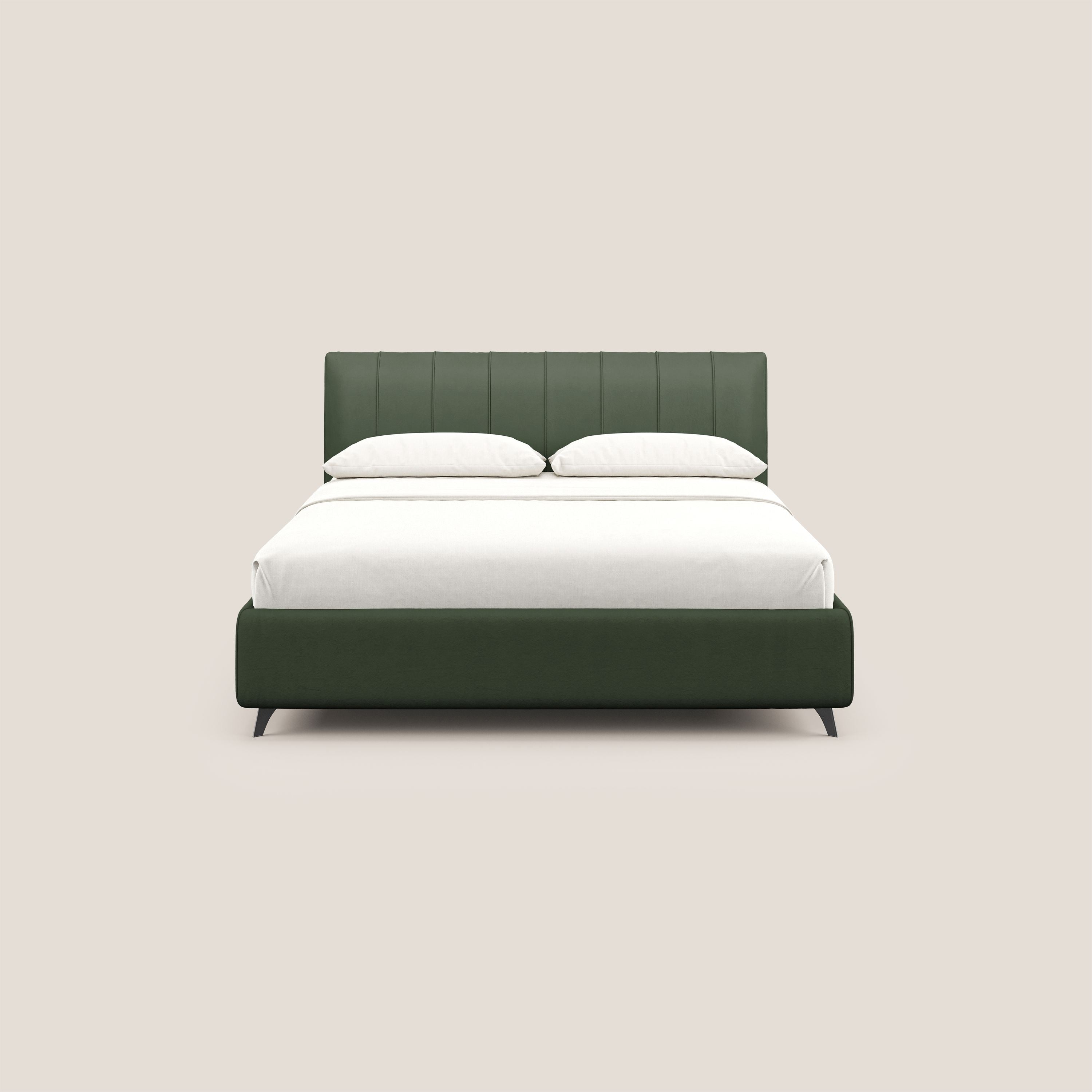 Bogart letto imbottito contenitore completamente sfoderabile in microfibra smacchiabile T11 verde - divani.store