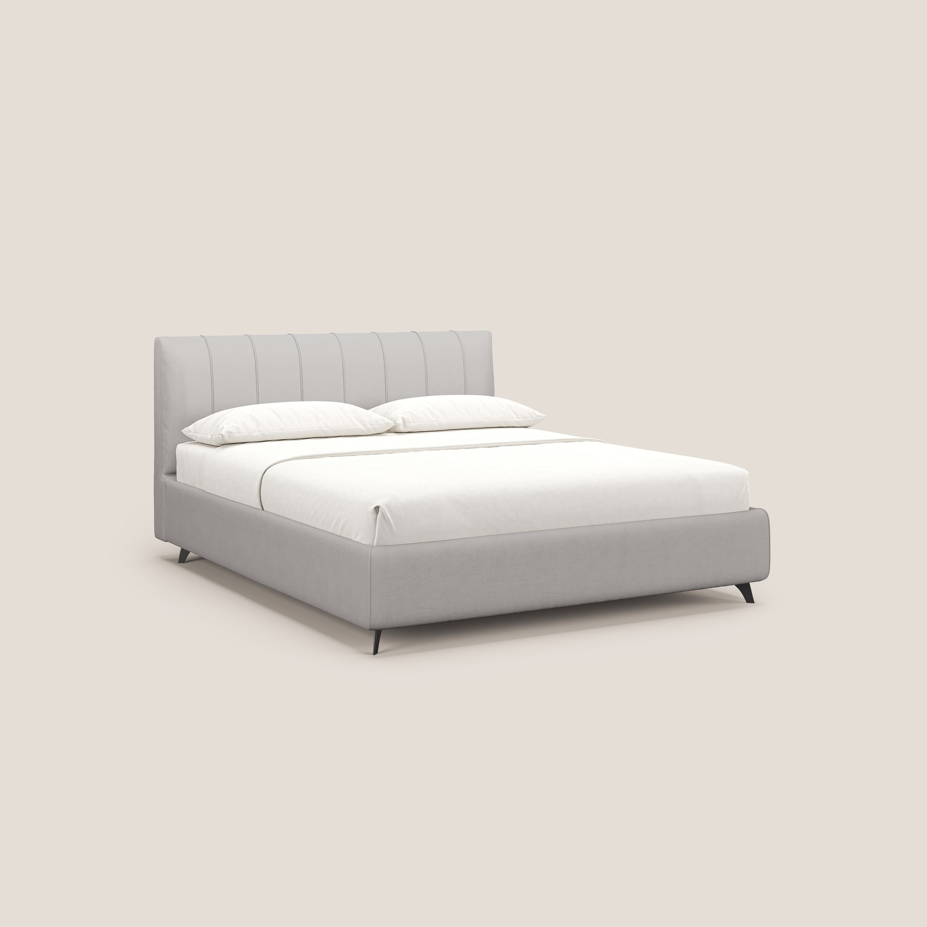 Bogart letto imbottito contenitore completamente sfoderabile in microfibra smacchiabile T11 grigio chiaro - divani.store