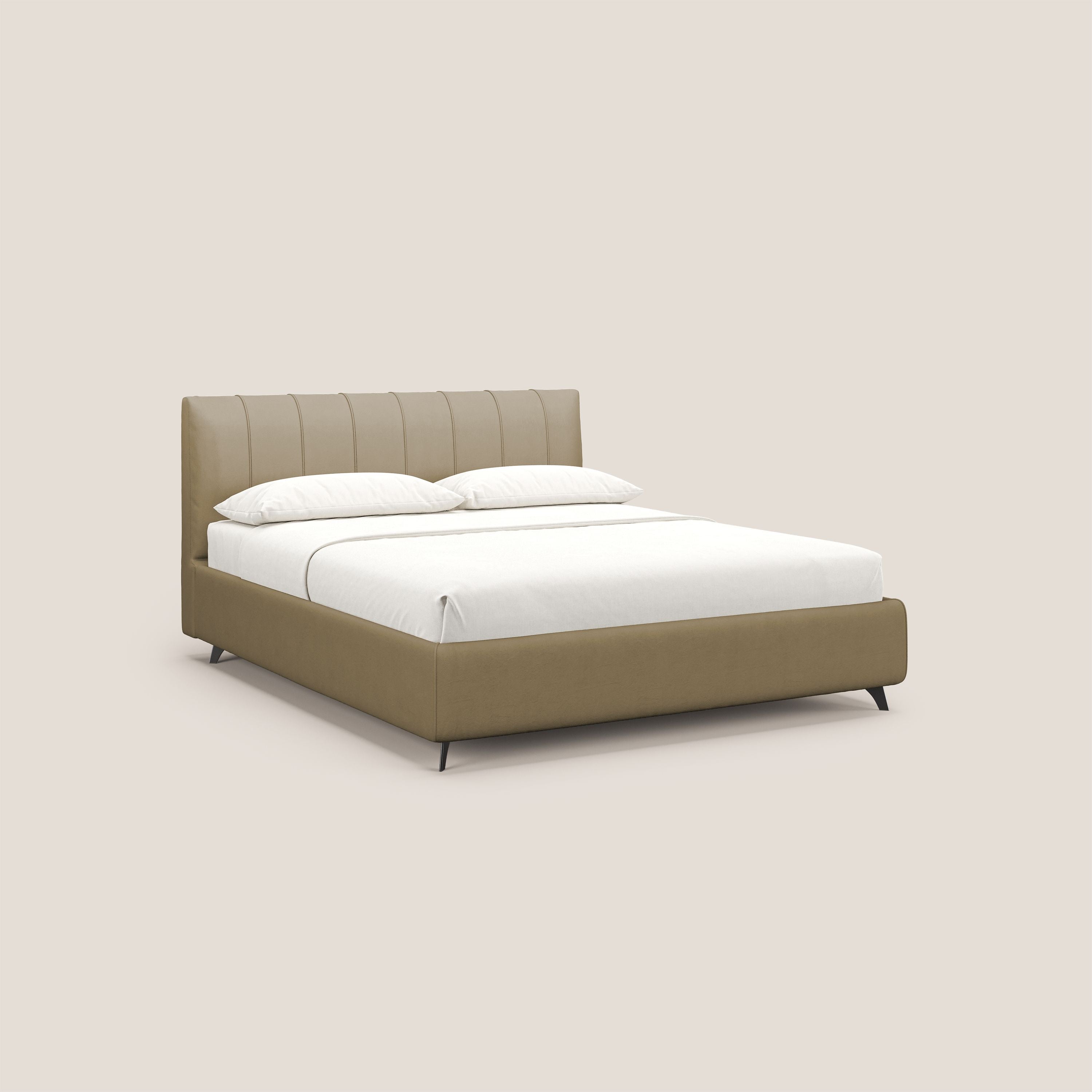 Bogart letto imbottito contenitore completamente sfoderabile in microfibra smacchiabile T11 beige - divani.store