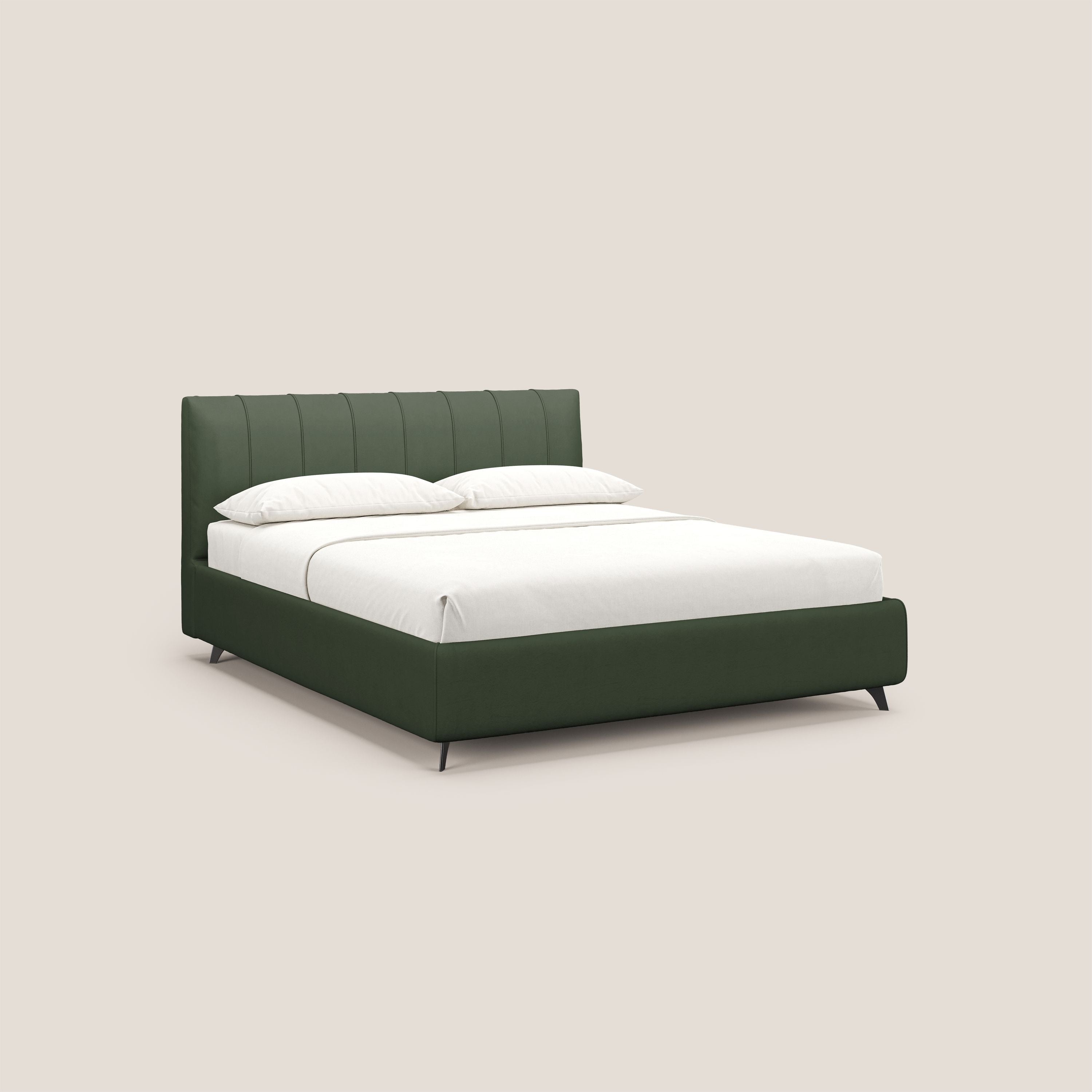Bogart letto imbottito contenitore completamente sfoderabile in microfibra smacchiabile T11 verde - divani.store