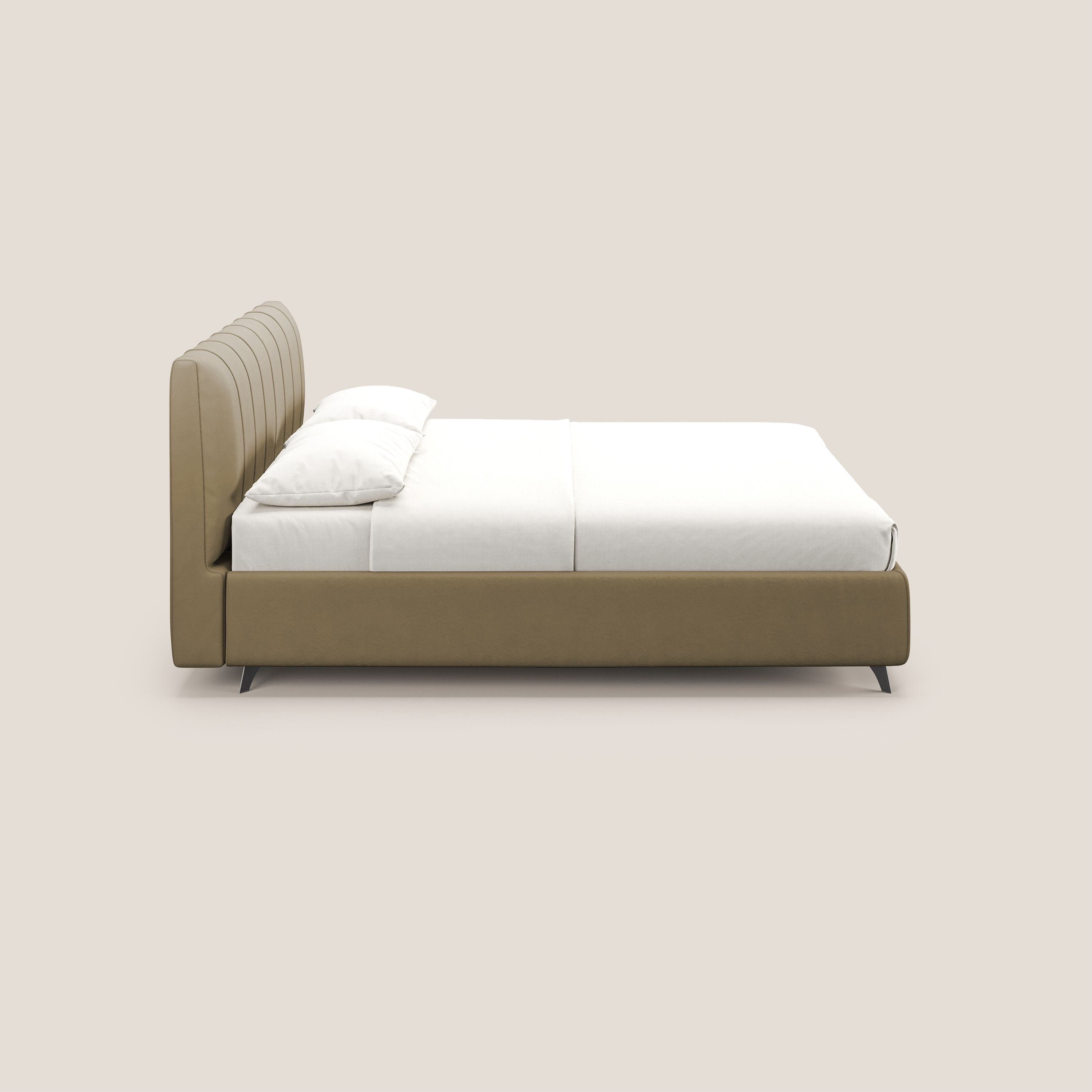 Bogart letto imbottito contenitore completamente sfoderabile in microfibra smacchiabile T11 beige - divani.store