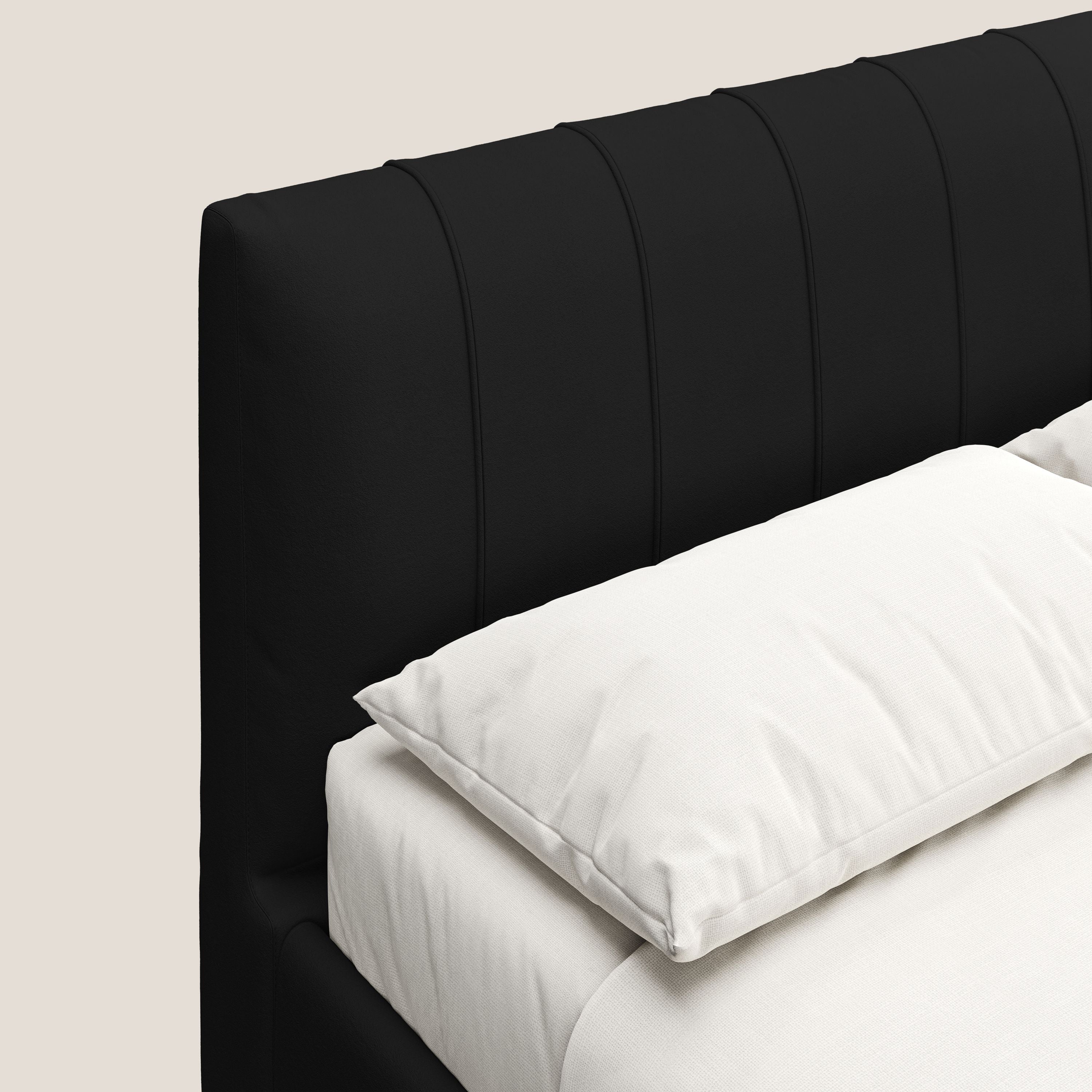 Bogart letto imbottito contenitore completamente sfoderabile in microfibra smacchiabile T11 nero - divani.store
