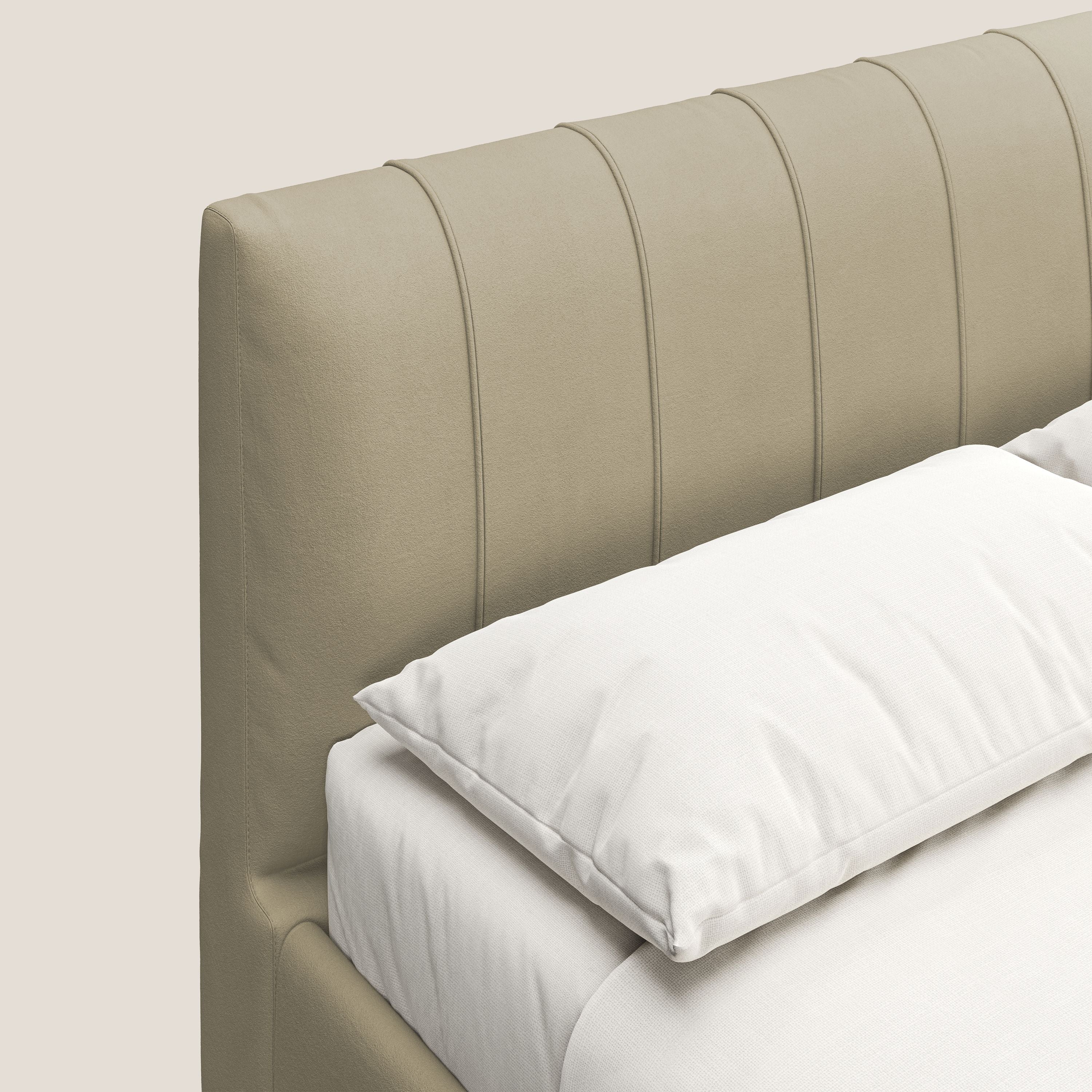 Bogart letto imbottito contenitore completamente sfoderabile in microfibra smacchiabile T11 panna - divani.store