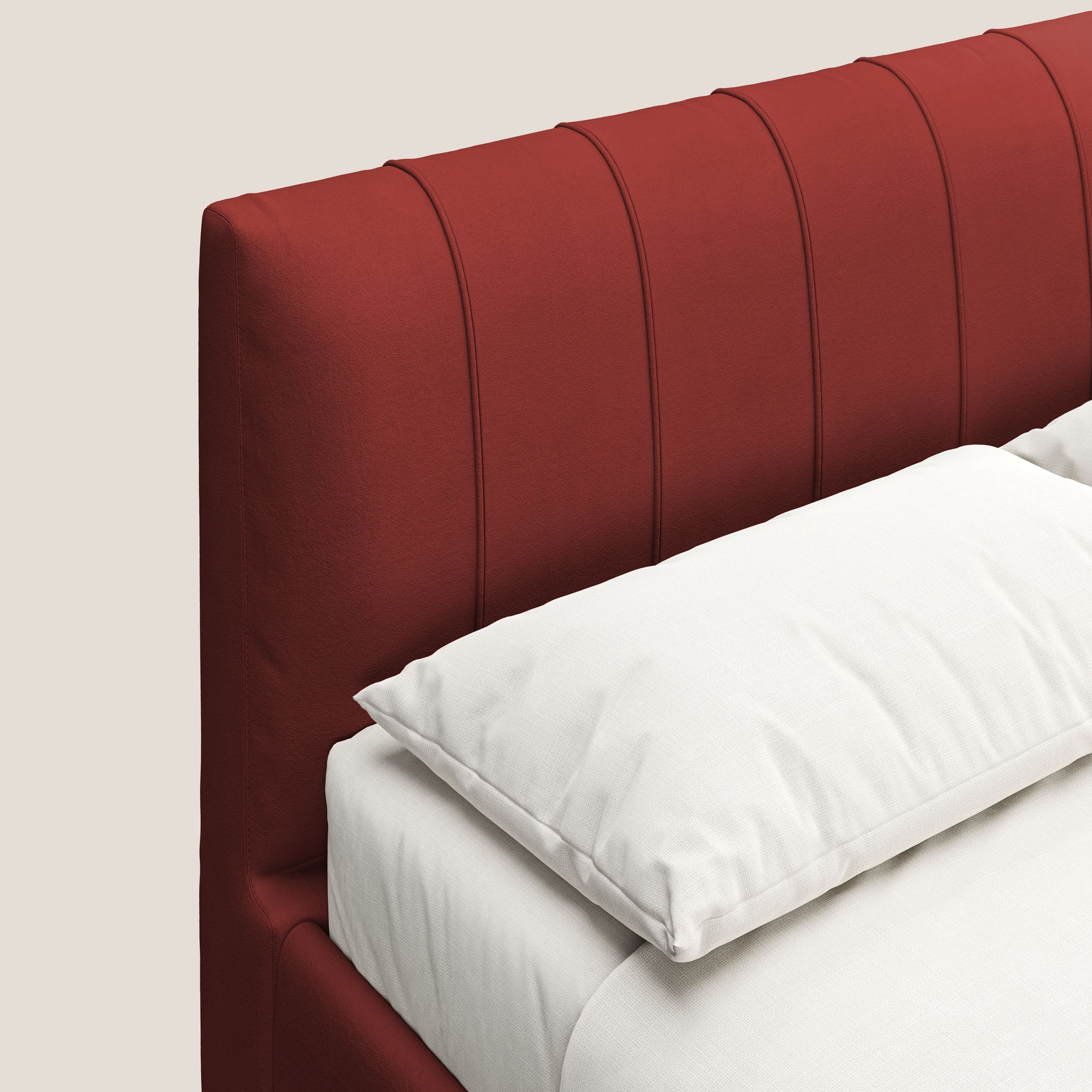 Bogart letto imbottito contenitore completamente sfoderabile in microfibra smacchiabile T11 rosso - divani.store