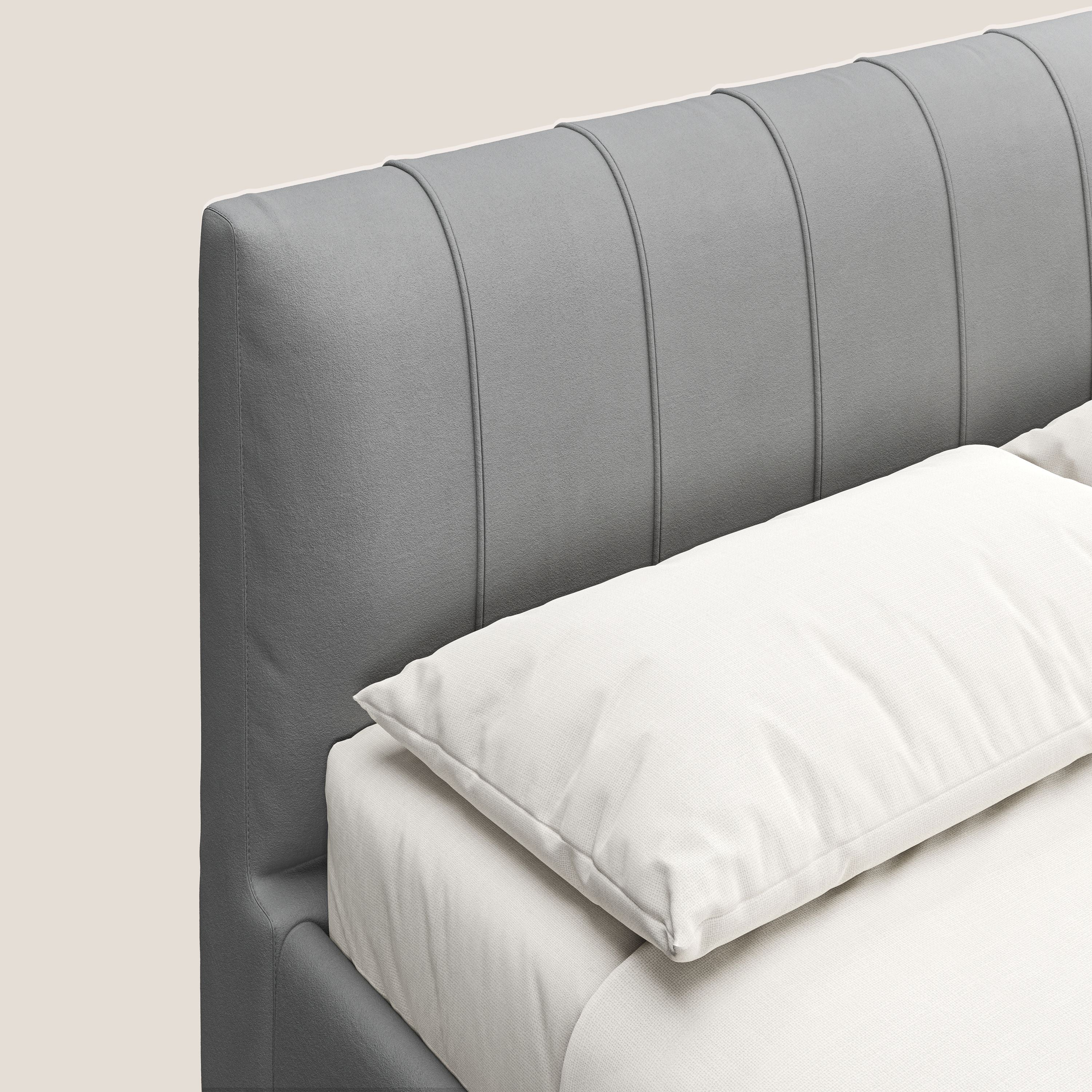 Bogart letto imbottito contenitore completamente sfoderabile in microfibra smacchiabile T11 grigio - divani.store