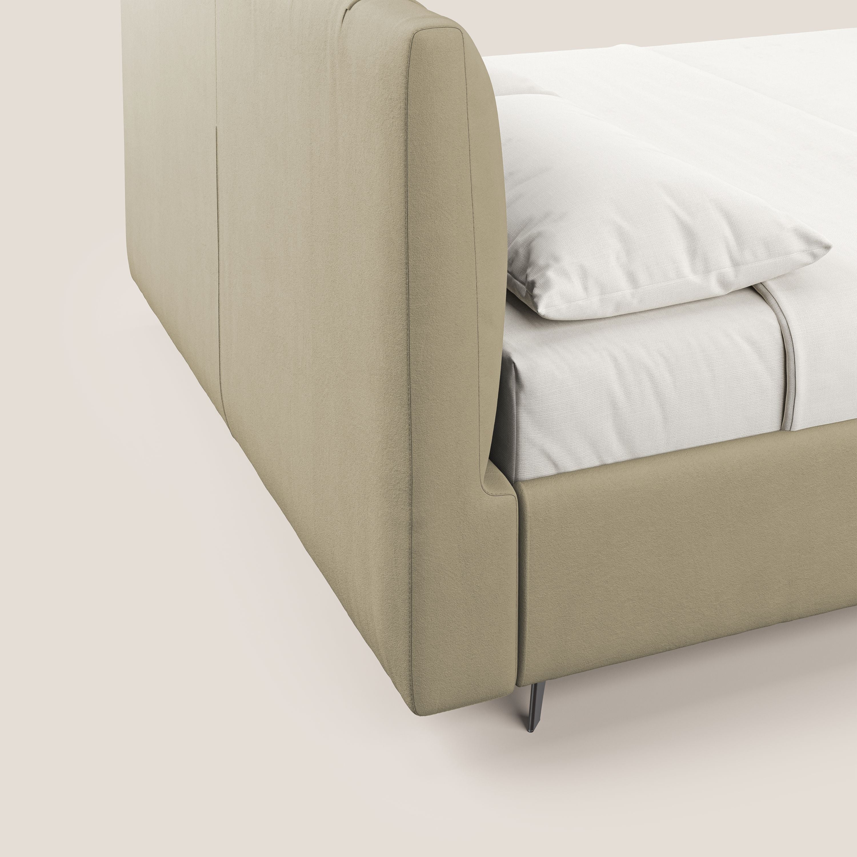 Bogart letto imbottito contenitore completamente sfoderabile in microfibra smacchiabile T11 panna - divani.store
