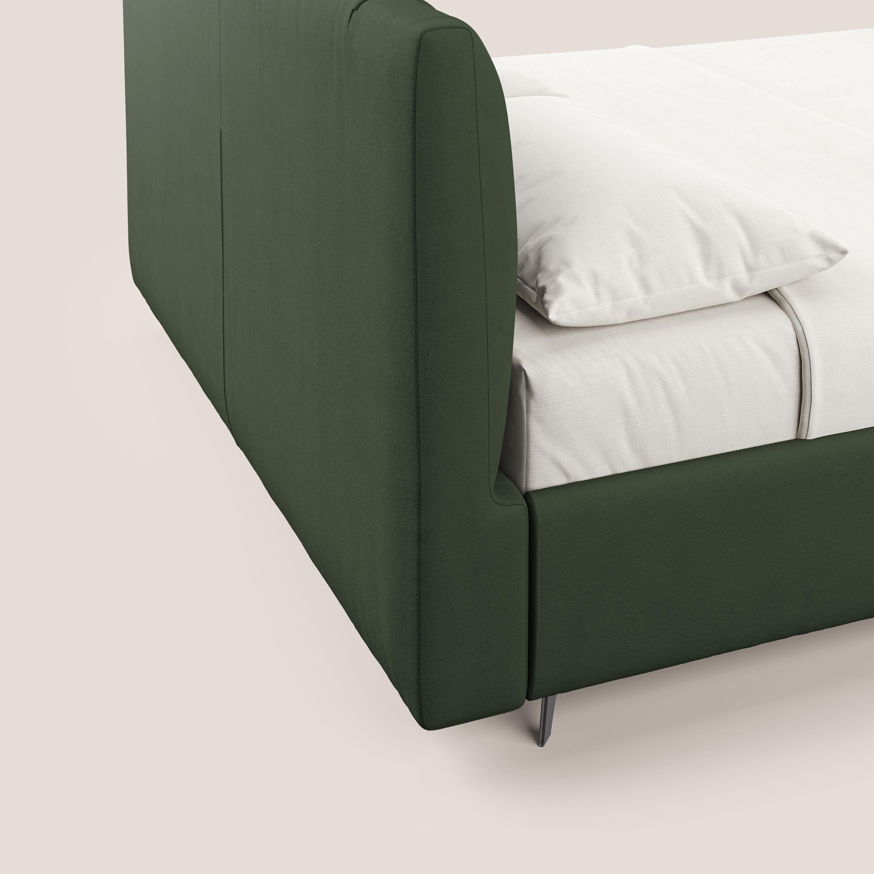 Bogart letto imbottito contenitore completamente sfoderabile in microfibra smacchiabile T11 verde - divani.store