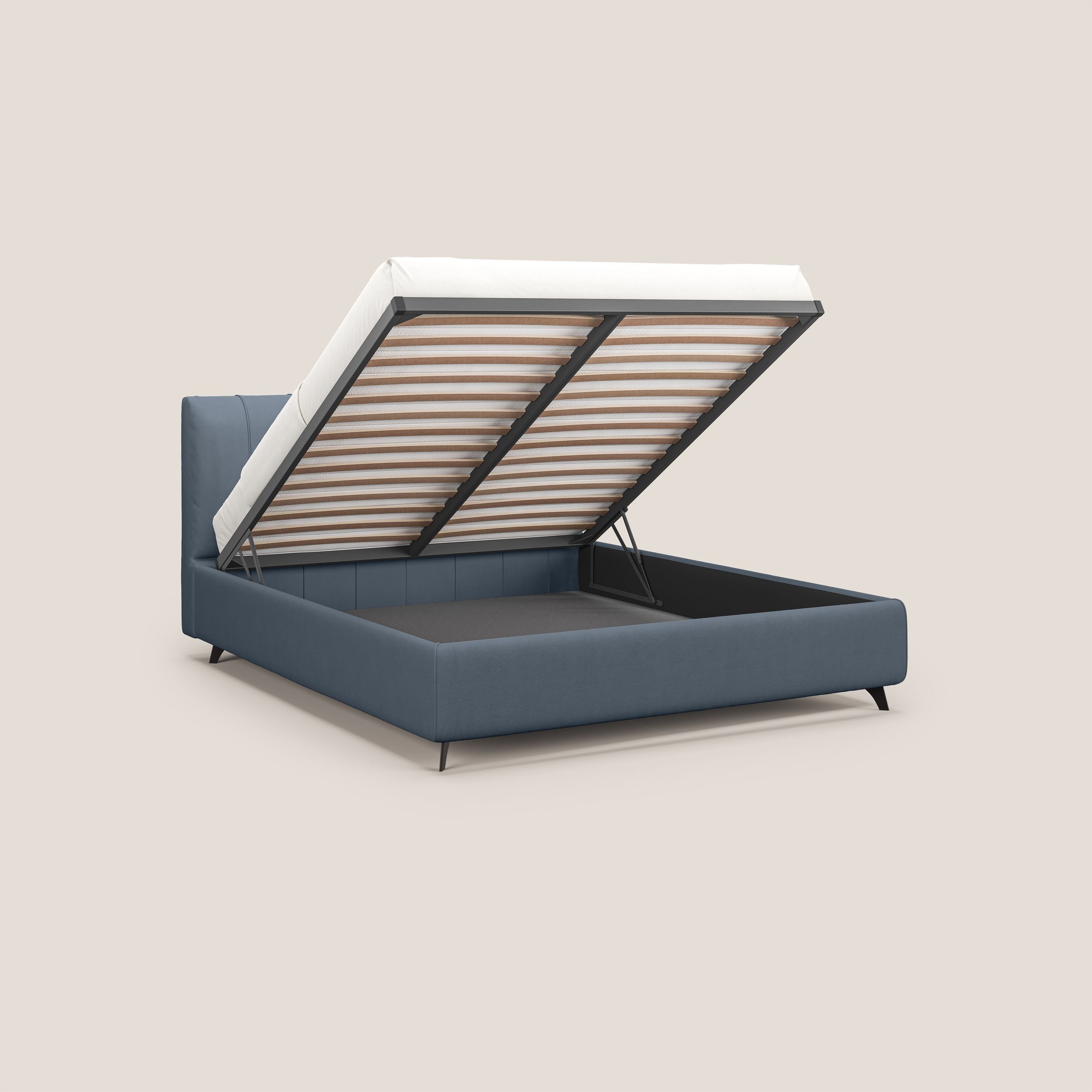 Bogart letto imbottito contenitore completamente sfoderabile in microfibra smacchiabile T11 carta da zucchero - divani.store