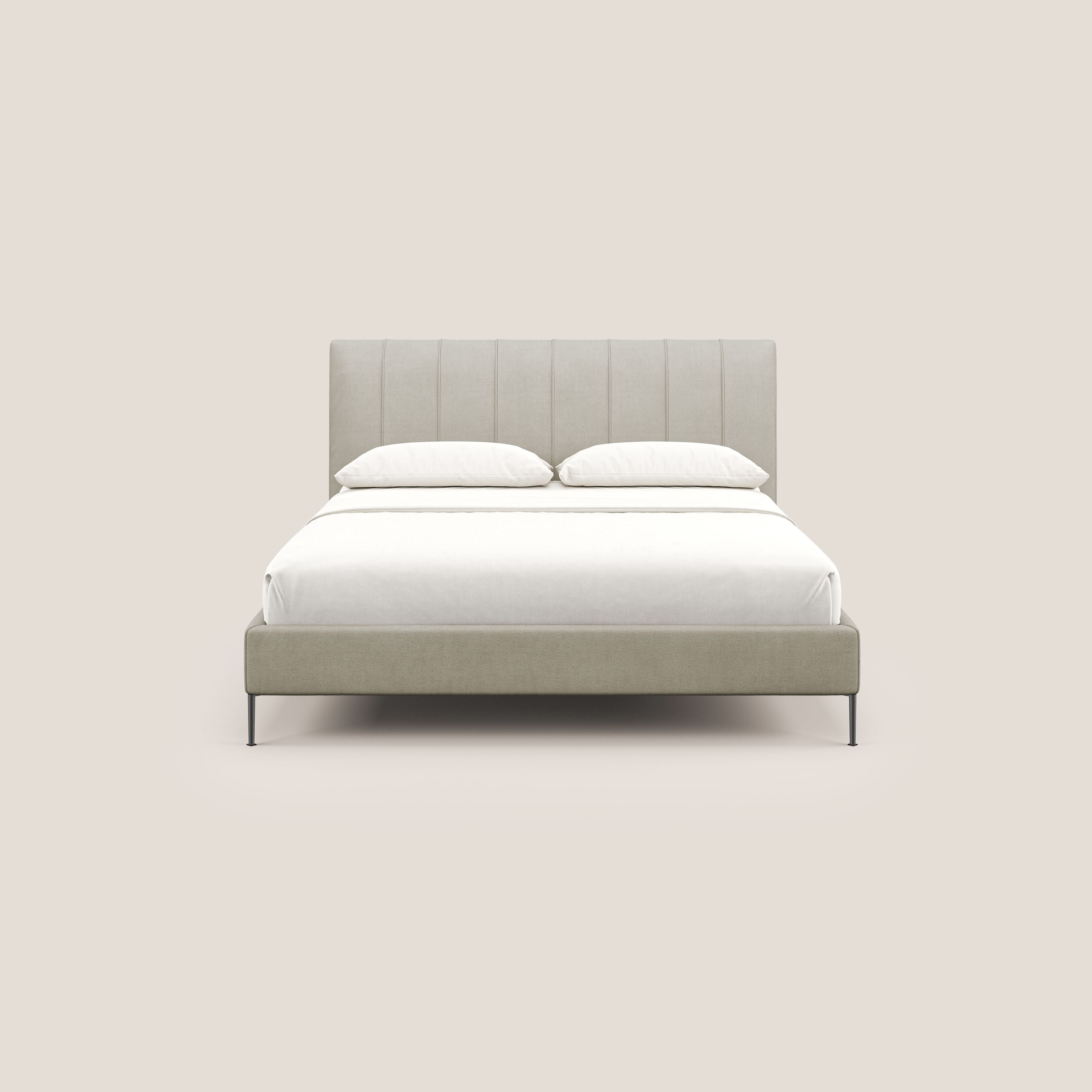 Calliope letto imbottito piedini alti completamente sfoderabile in tessuto smacchiabile T17 panna - divani.store