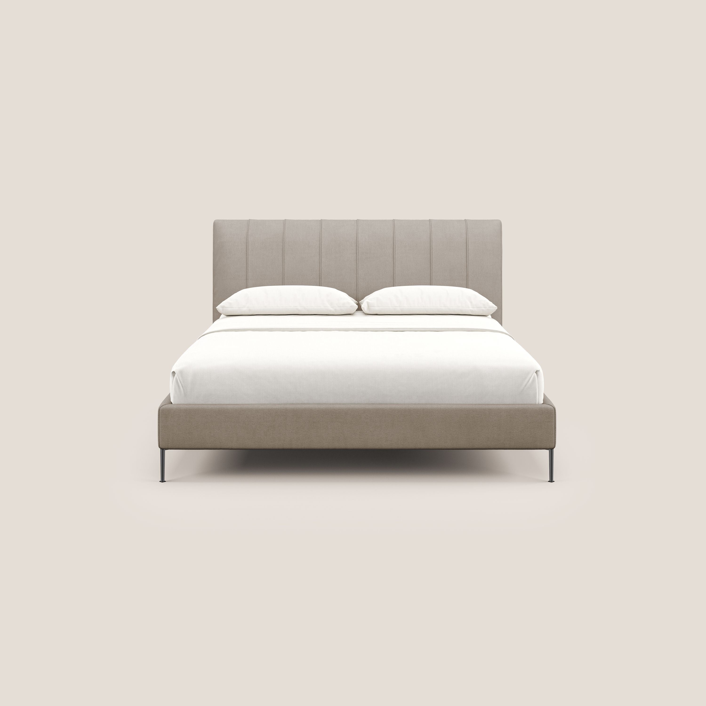 Calliope letto imbottito piedini alti completamente sfoderabile in tessuto smacchiabile T17 beige - divani.store
