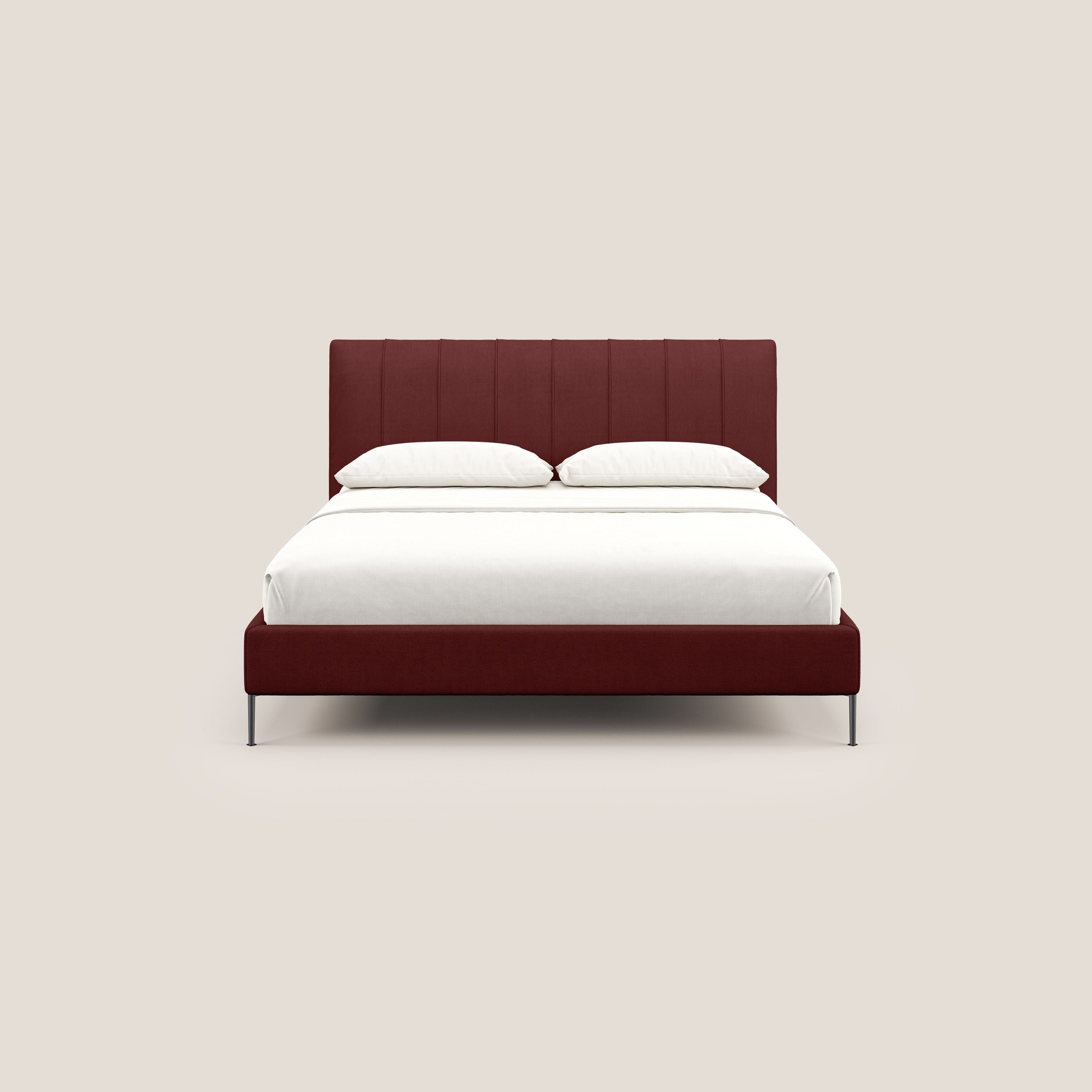 Calliope letto imbottito piedini alti completamente sfoderabile in tessuto smacchiabile T17 rosso - divani.store