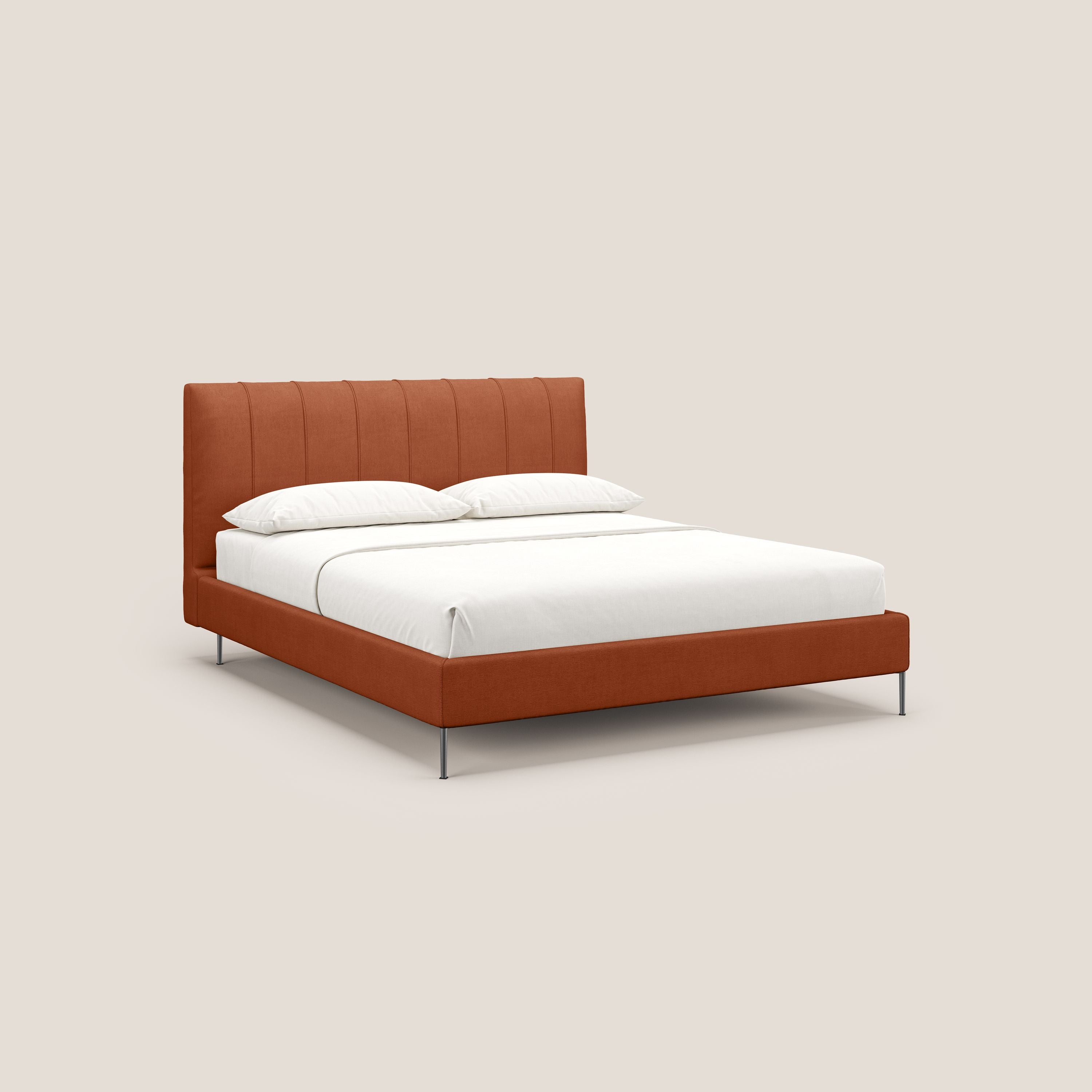 Calliope letto imbottito piedini alti completamente sfoderabile in tessuto smacchiabile T17 arancio - divani.store
