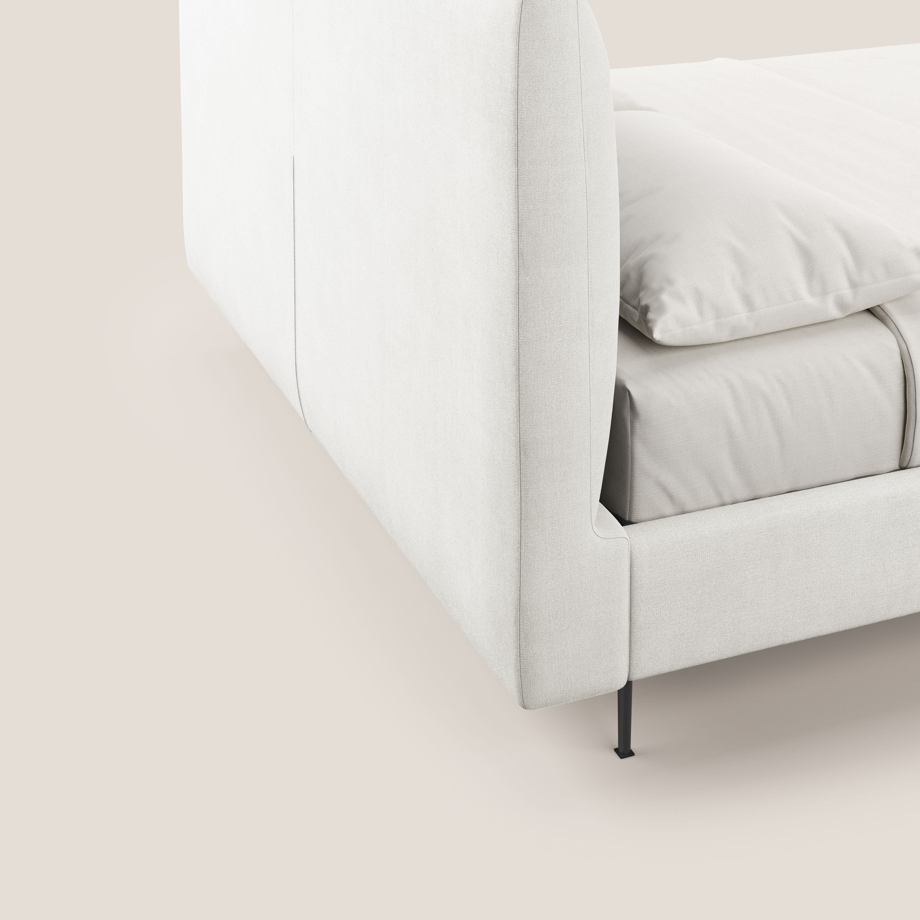 Calliope letto imbottito piedini alti completamente sfoderabile in tessuto smacchiabile T17 bianco - divani.store