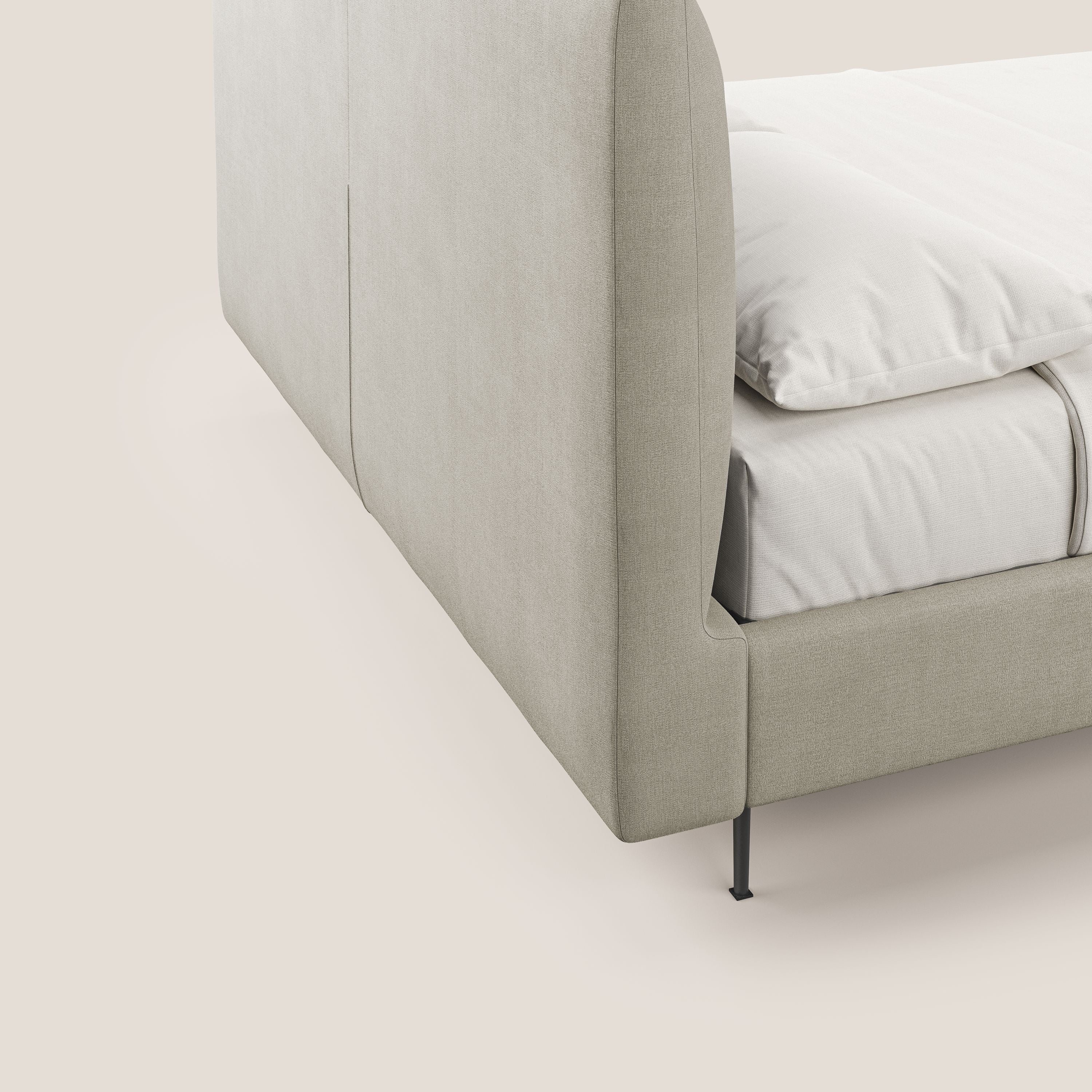 Calliope letto imbottito piedini alti completamente sfoderabile in tessuto smacchiabile T17 panna - divani.store