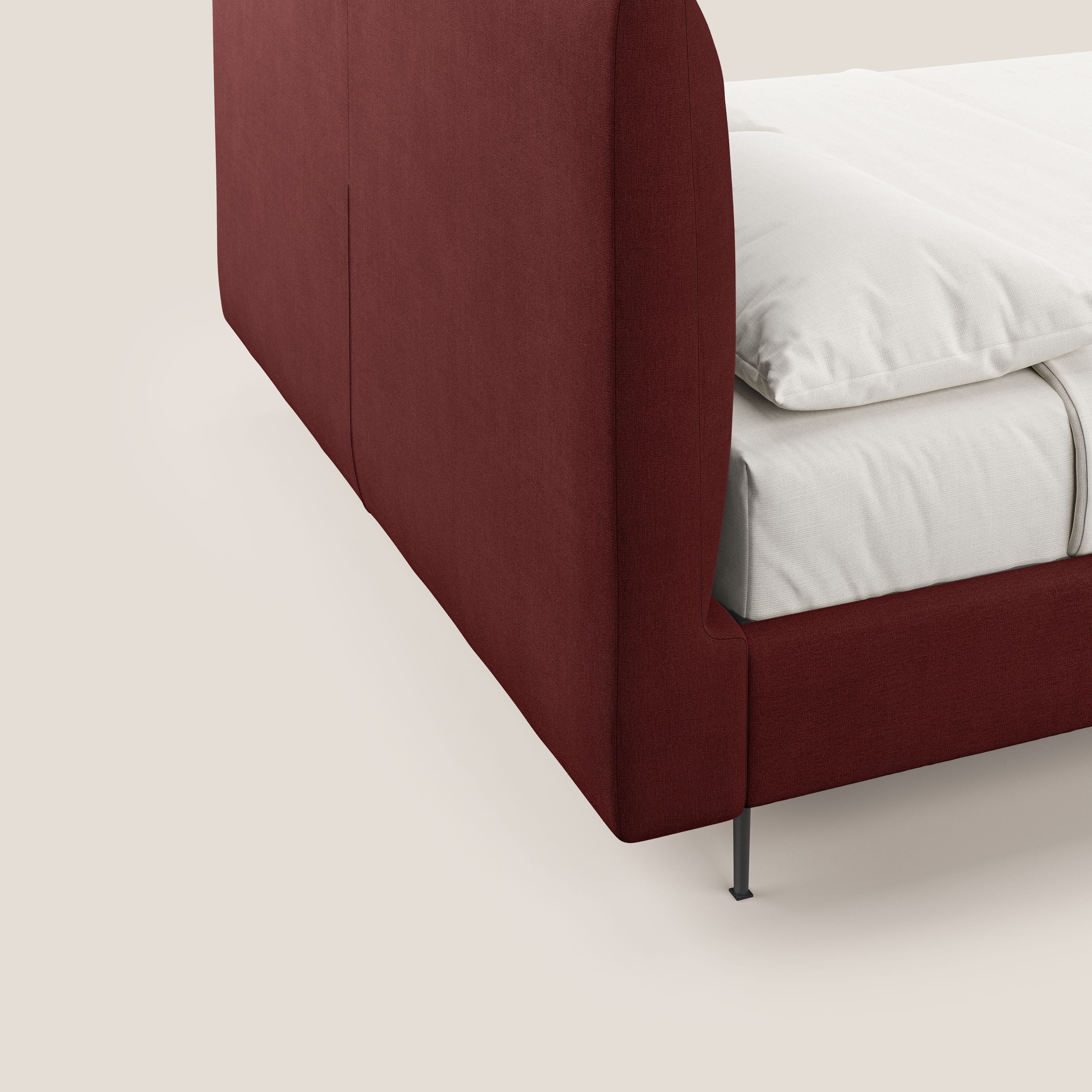 Calliope letto imbottito piedini alti completamente sfoderabile in tessuto smacchiabile T17 rosso - divani.store