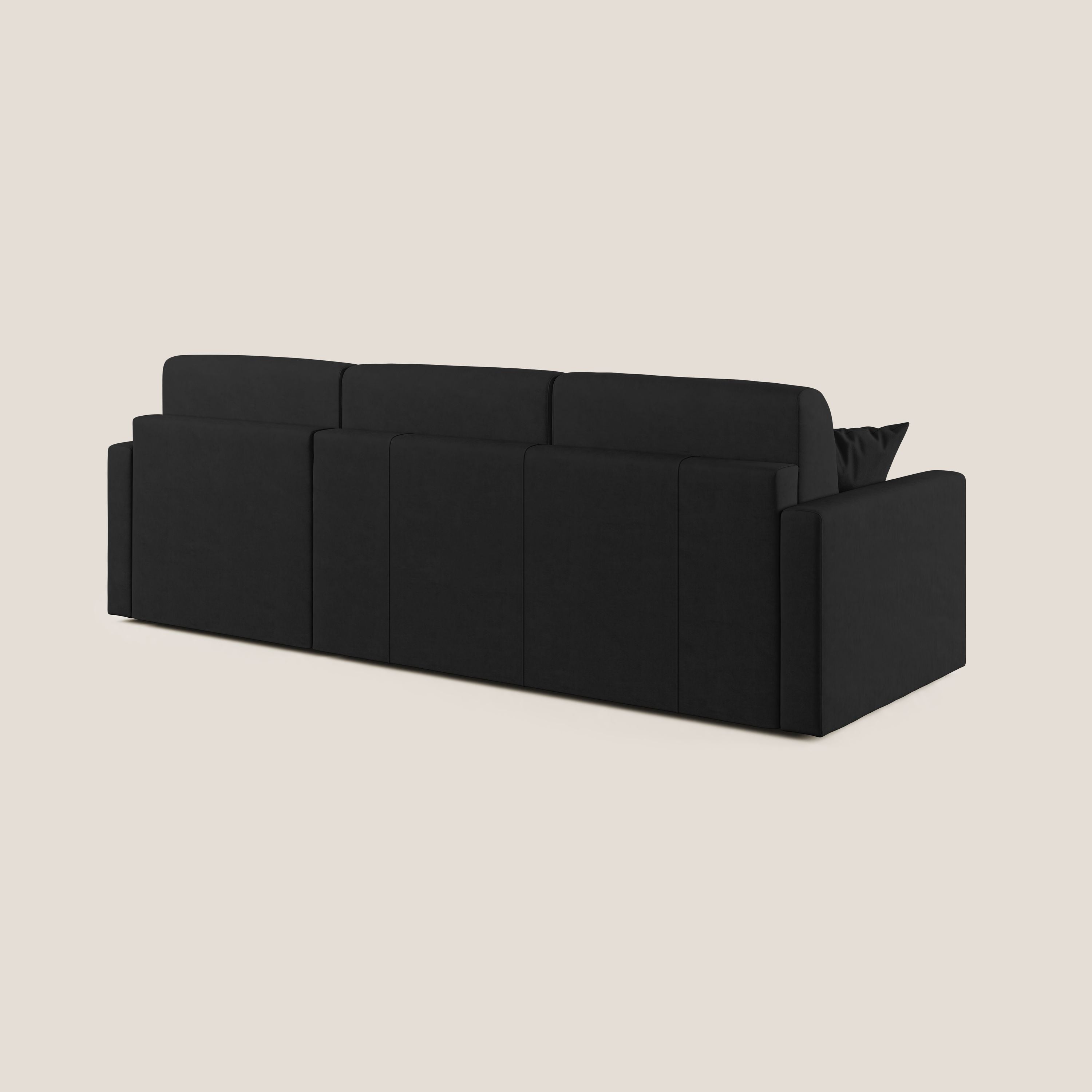 Chris Divano letto angolare con penisola in microfibra smacchiabile T11 nero - divani.store