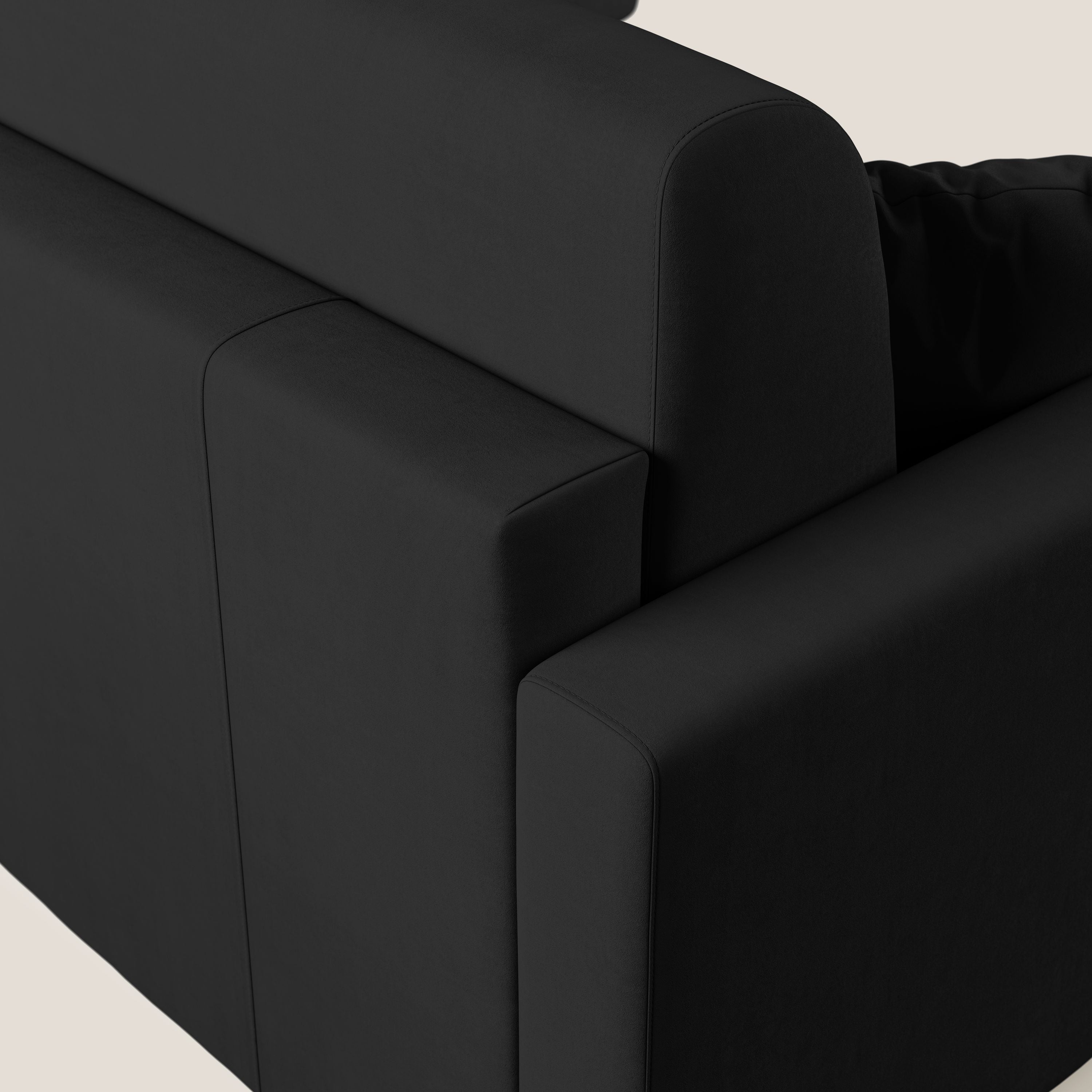 Chris Divano letto angolare con penisola in microfibra smacchiabile T11 nero - divani.store