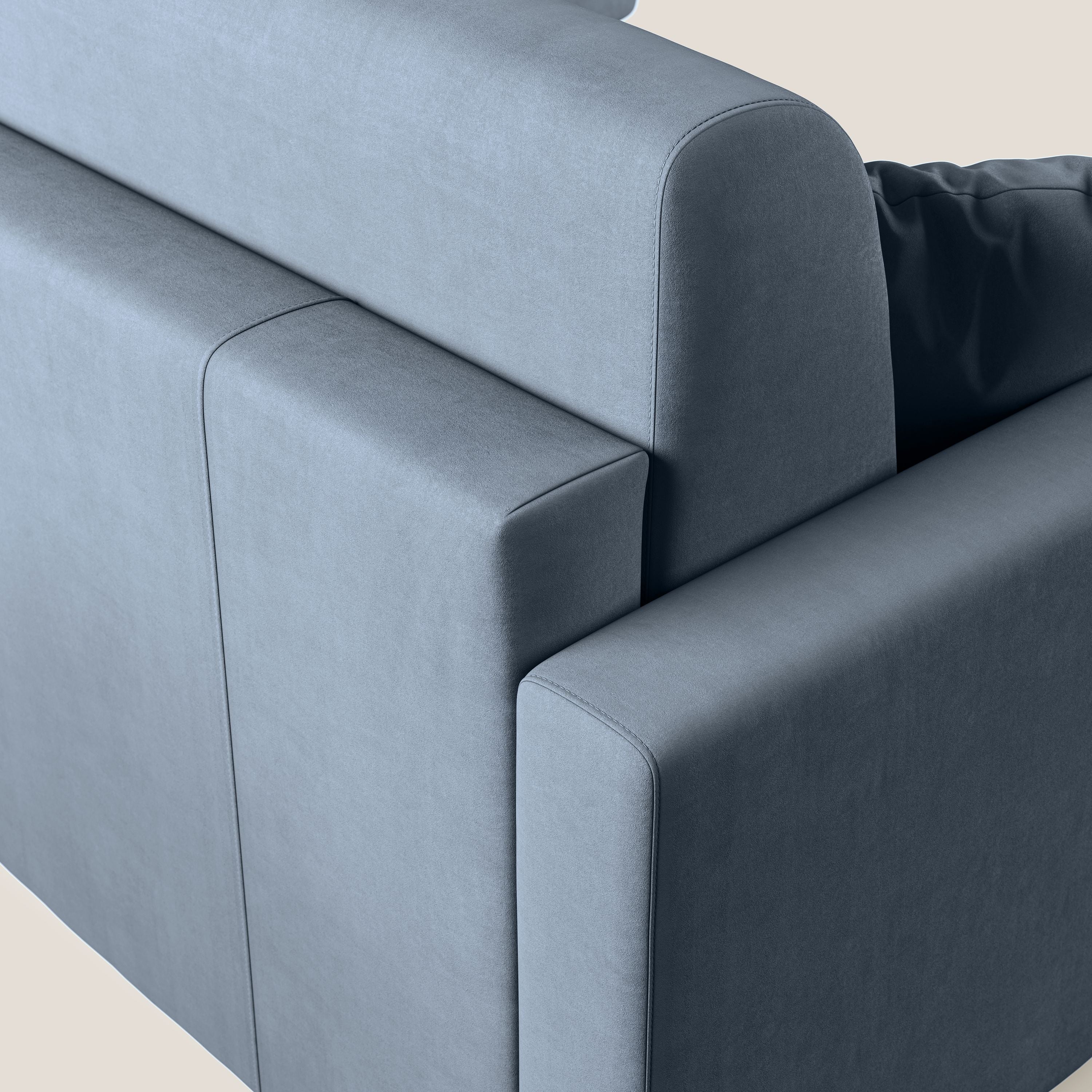 Chris Divano letto angolare con penisola in microfibra smacchiabile T11 carta da zucchero - divani.store