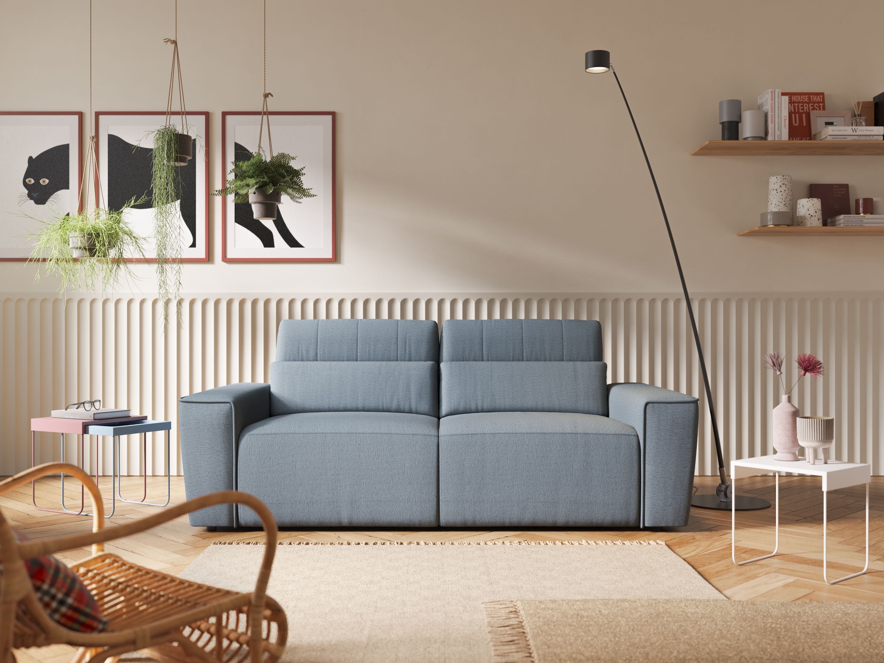 Clark Divano modulare con opzione relax elettrico in tessuto smacchiabile impermeabile T17 petrolio - divani.store