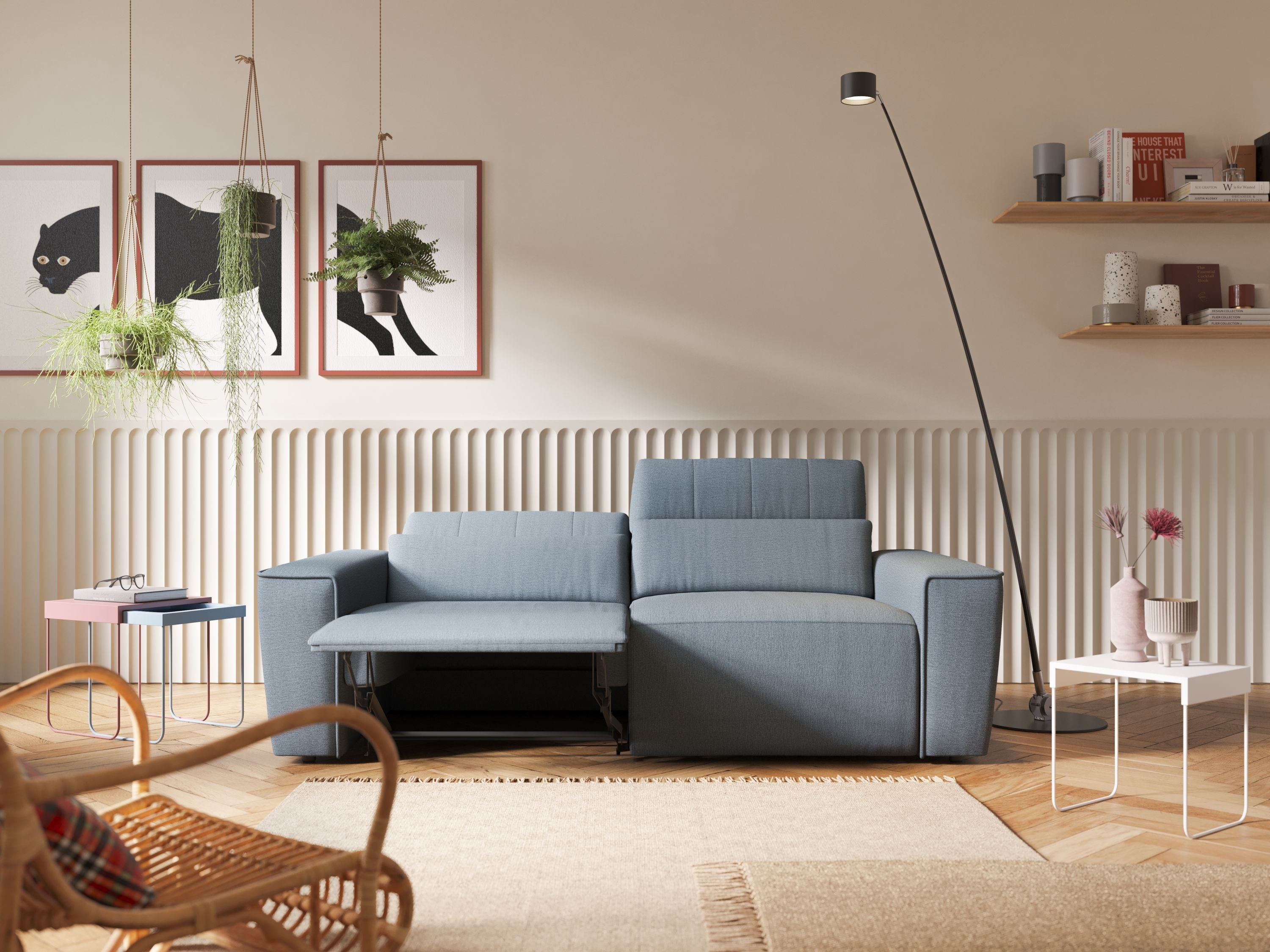 Clark Divano modulare con opzione relax elettrico in tessuto smacchiabile impermeabile T17 petrolio - divani.store