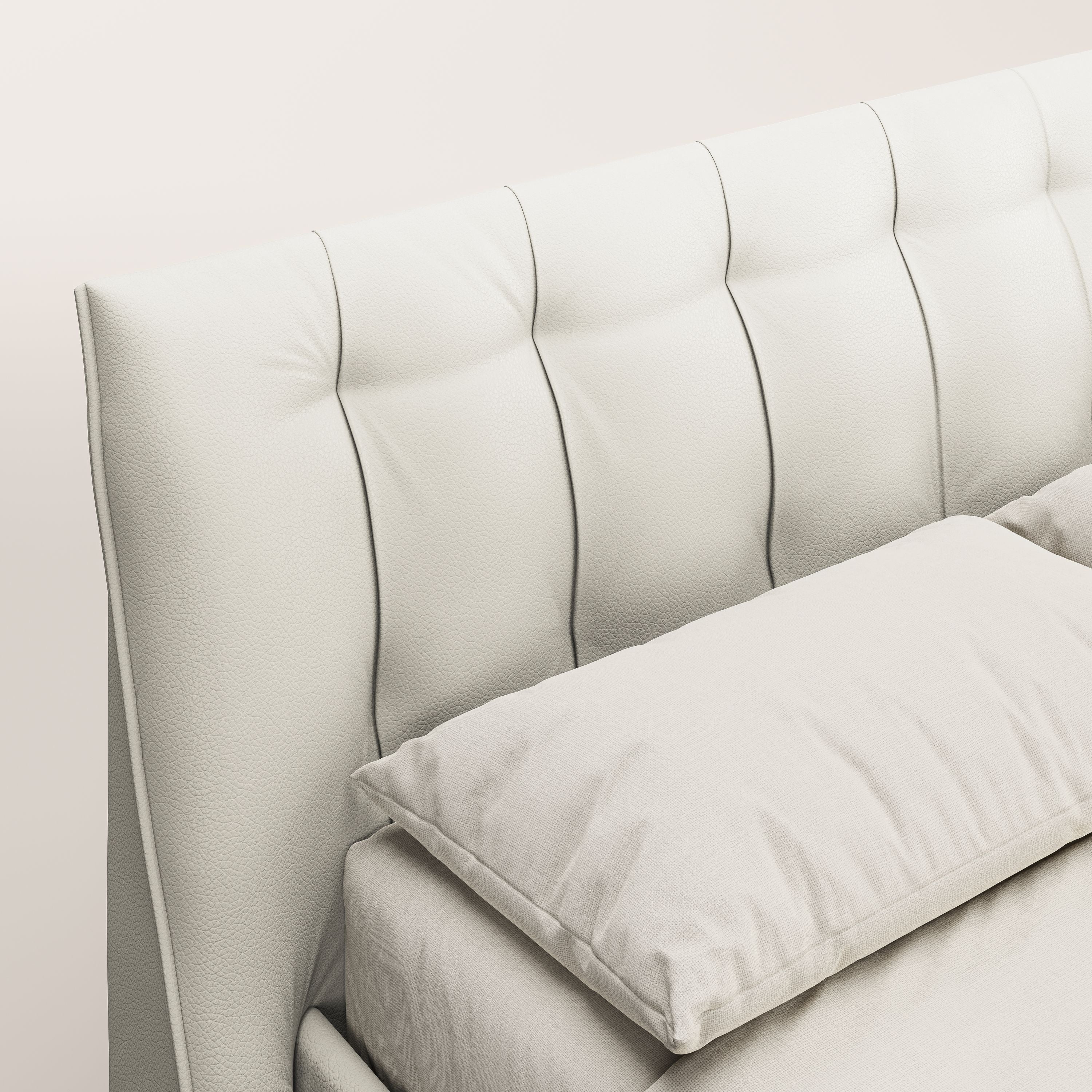 Clizia letto imbottito di design con vano contenitore in ecopelle impermeabile T04 bianco - divani.store