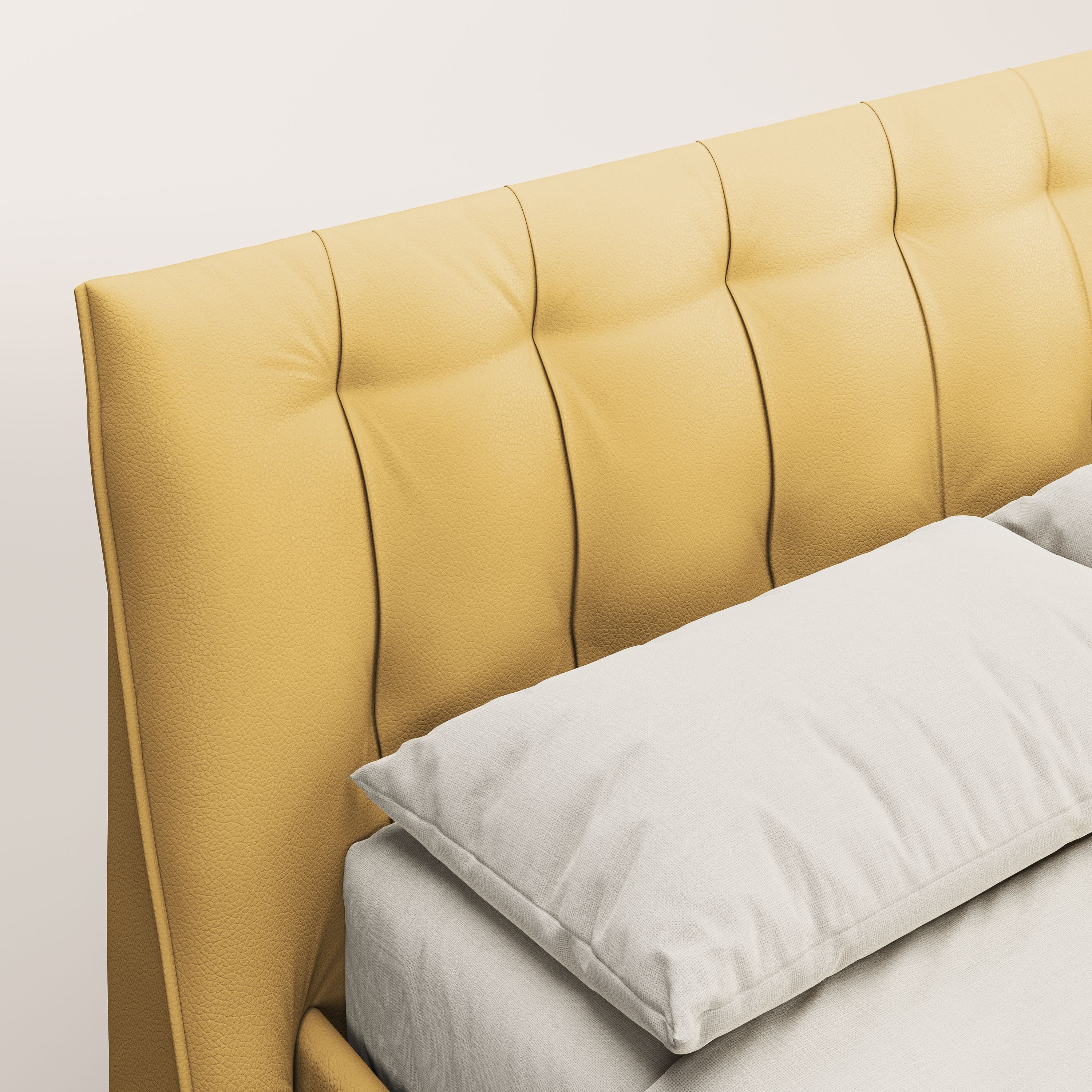 Clizia letto imbottito di design con vano contenitore in ecopelle impermeabile T04 - divani.store