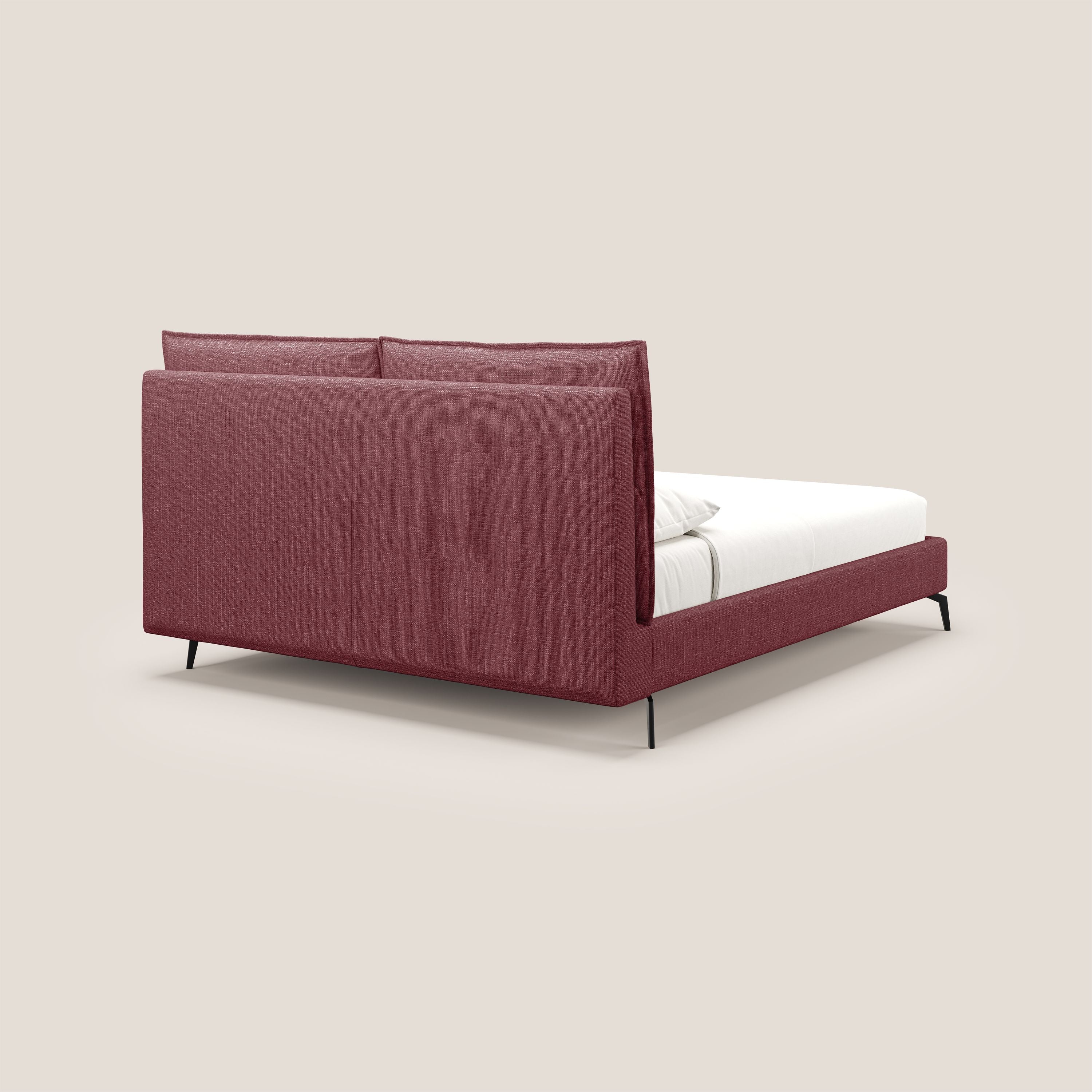 Cloe letto imbottito con piedi in metallo sfoderabile in tessuto fiammato impermeabile T06 rosso - divani.store
