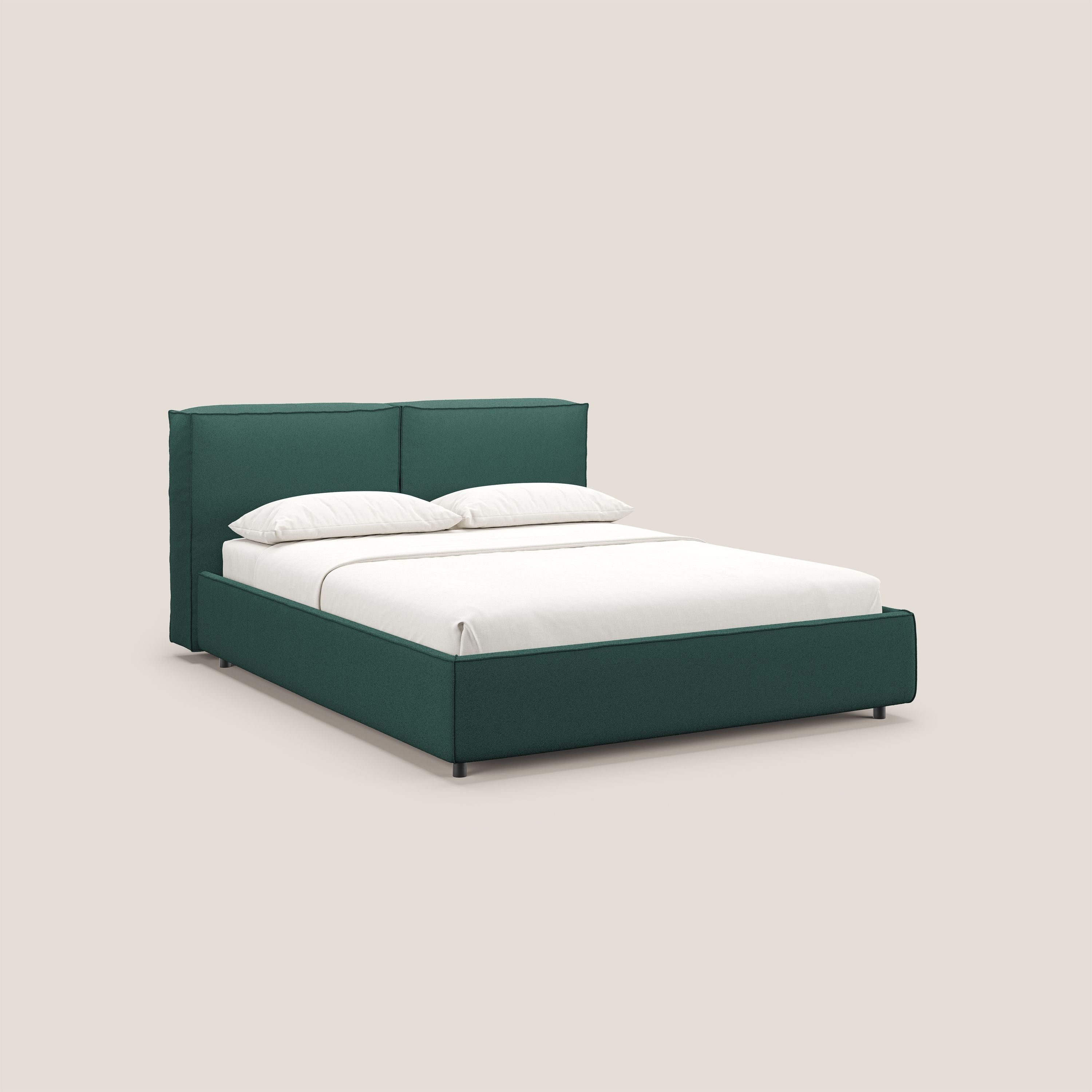 Cocoon letto imbottito contenitore sfoderabile in bouclet impermeabile T07 verde - divani.store