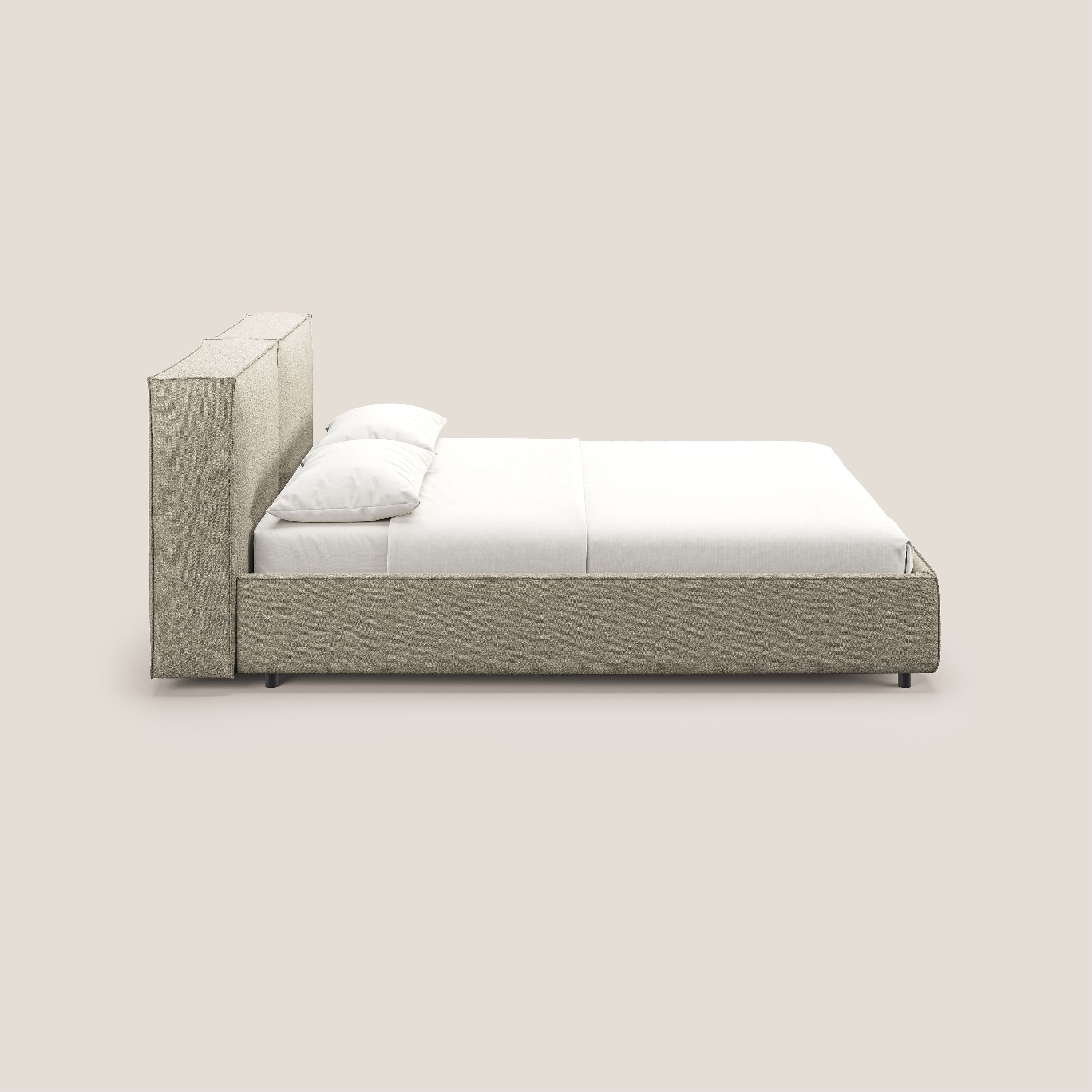 Cocoon letto imbottito contenitore sfoderabile in bouclet impermeabile T07 beige - divani.store
