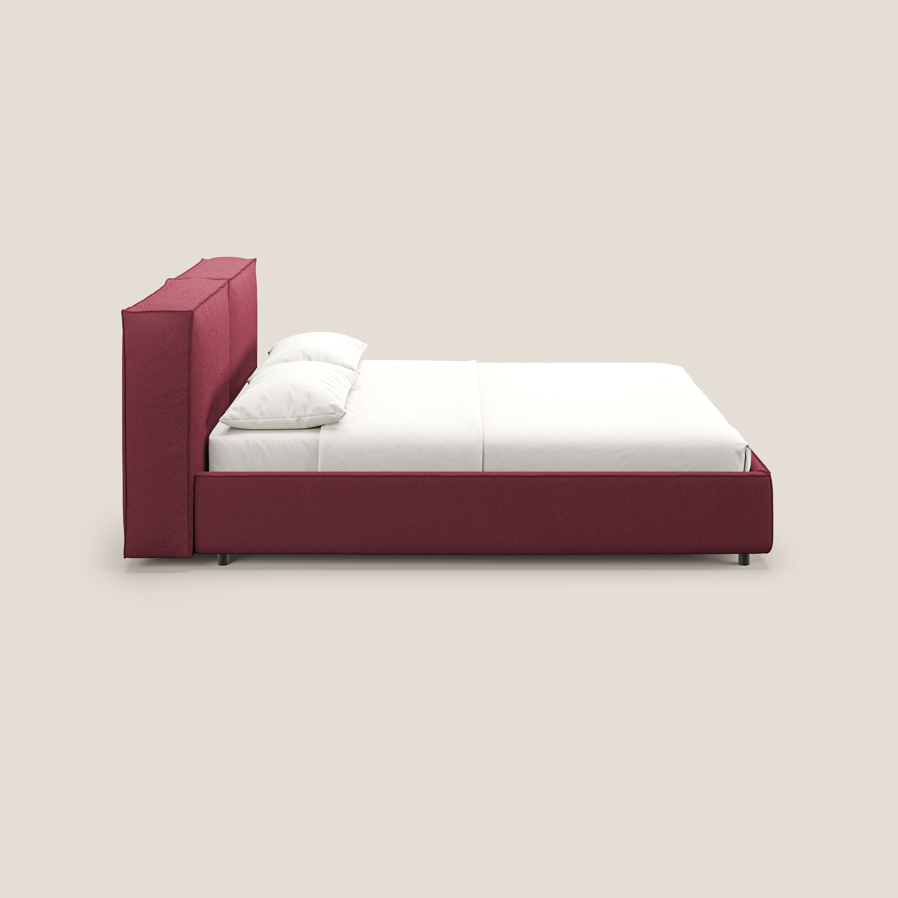 Cocoon letto imbottito contenitore sfoderabile in bouclet impermeabile T07 rosso - divani.store