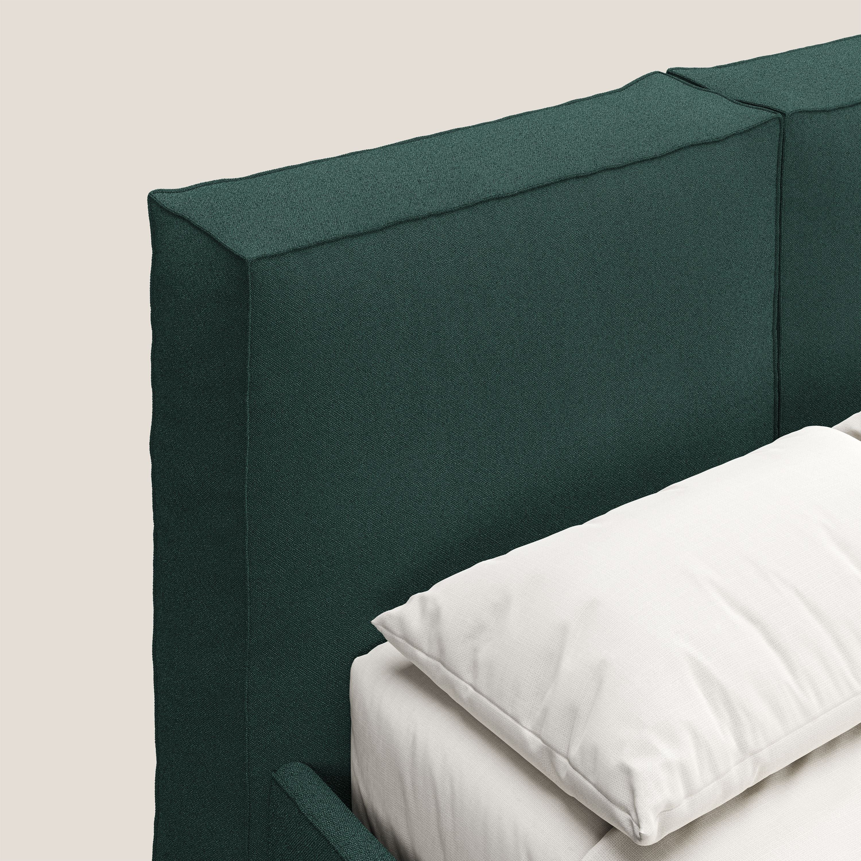 Cocoon letto imbottito contenitore sfoderabile in bouclet impermeabile T07 verde - divani.store